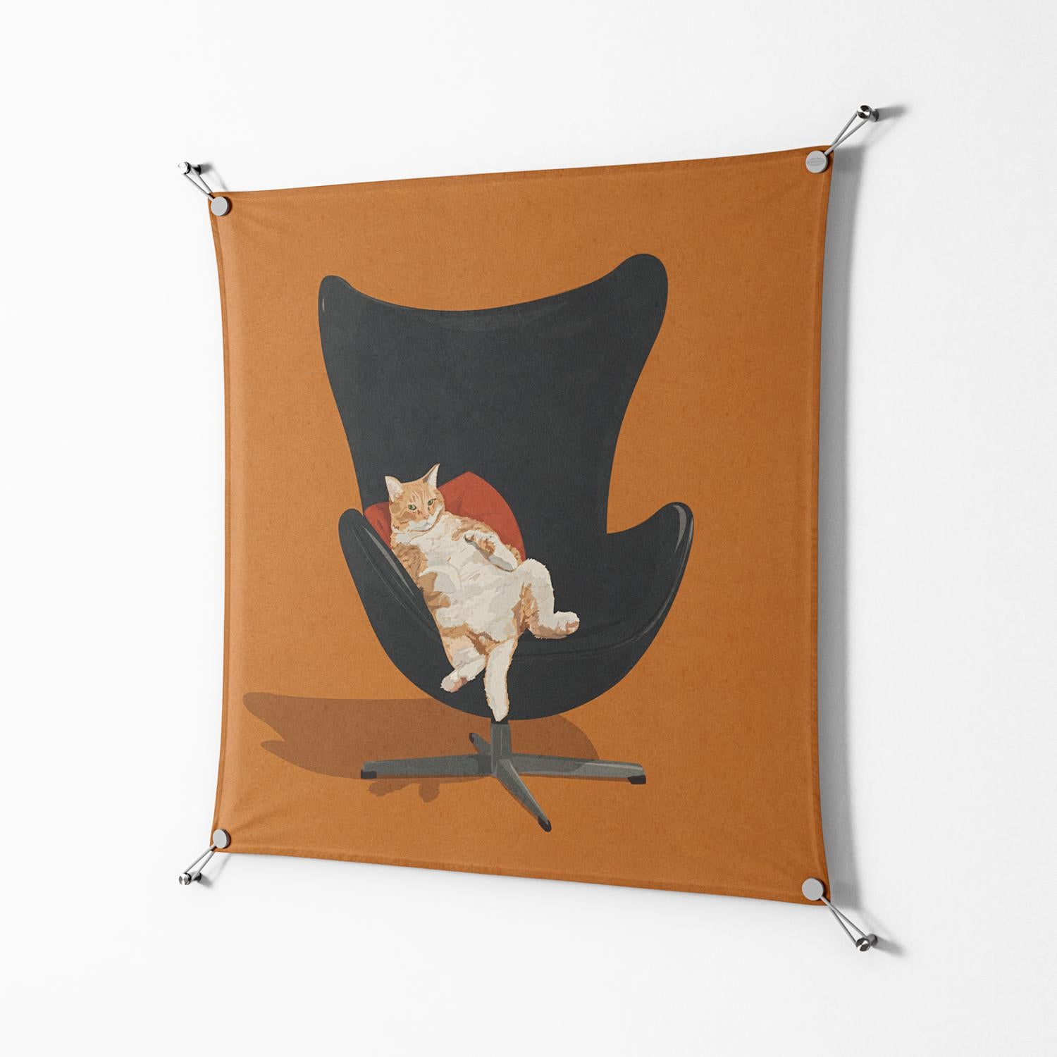 Cat in Chair B - Work On Wall - Kristin Eriksson - Silver - 90 x 90 cm