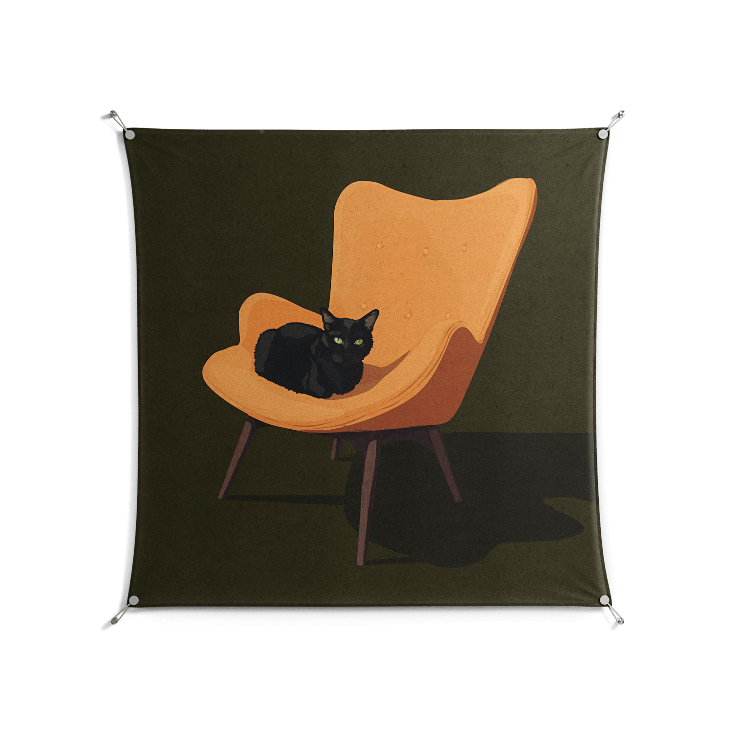 Cat in Chair A - Work On Wall - Kristin Eriksson - Silver - 140 x 140 cm