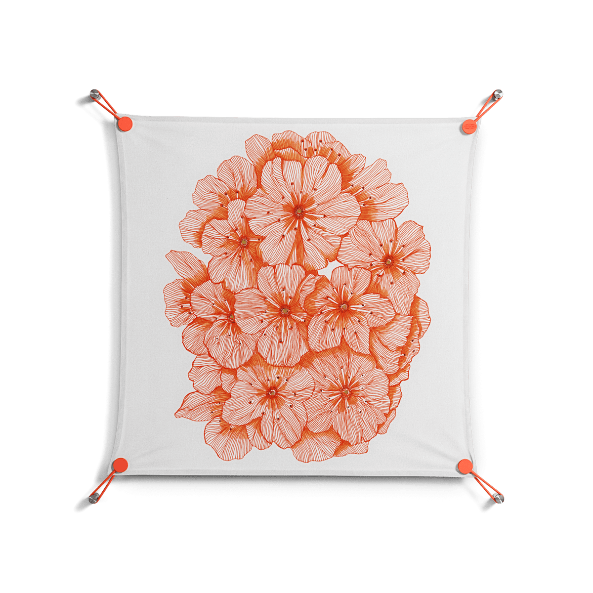 Orange Flowers 1 - Work On Wall - Katie O’Shea - Orange - 70 x 70 cm