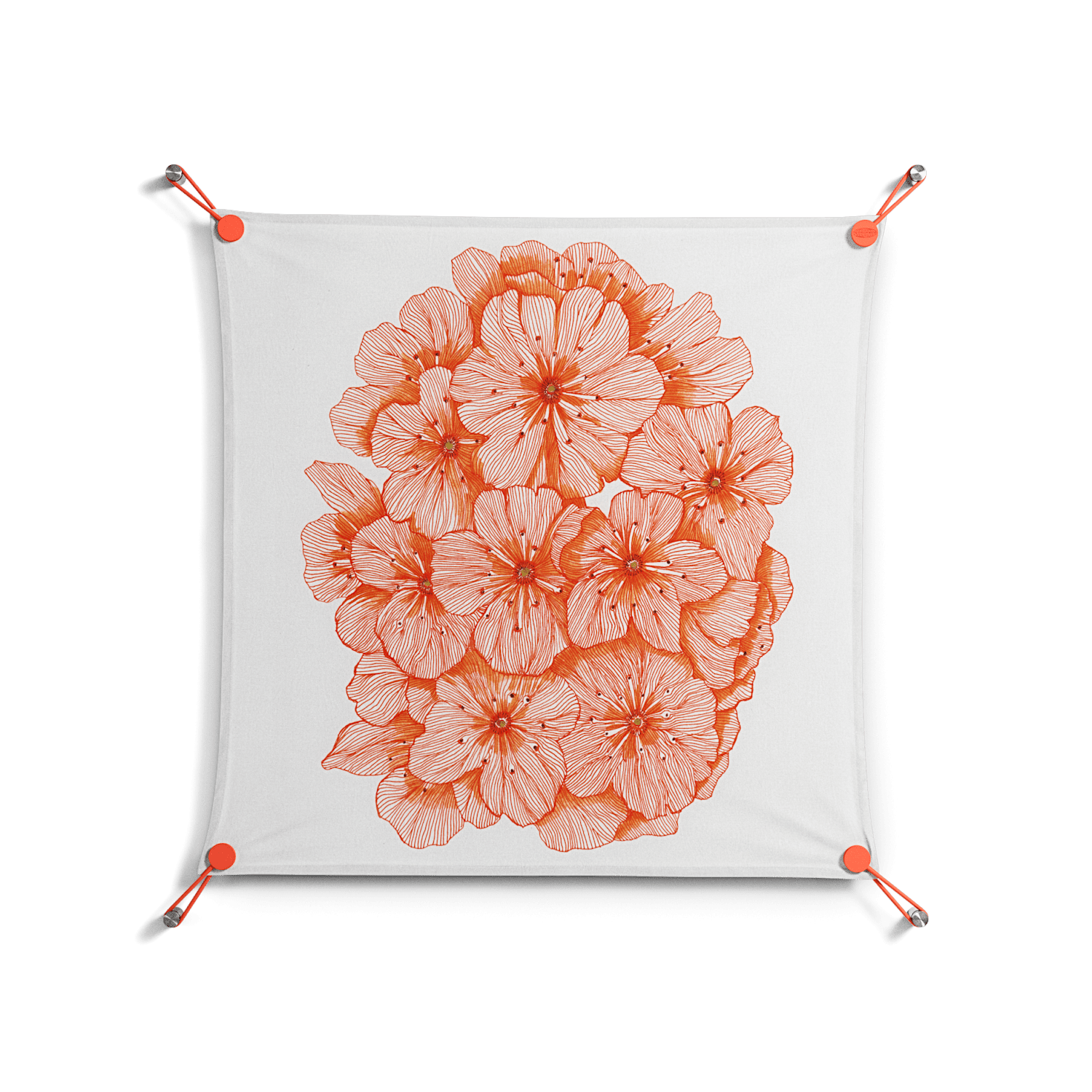 Orange Flowers 1 - Work On Wall - Katie O’Shea - Orange - 70 x 70 cm