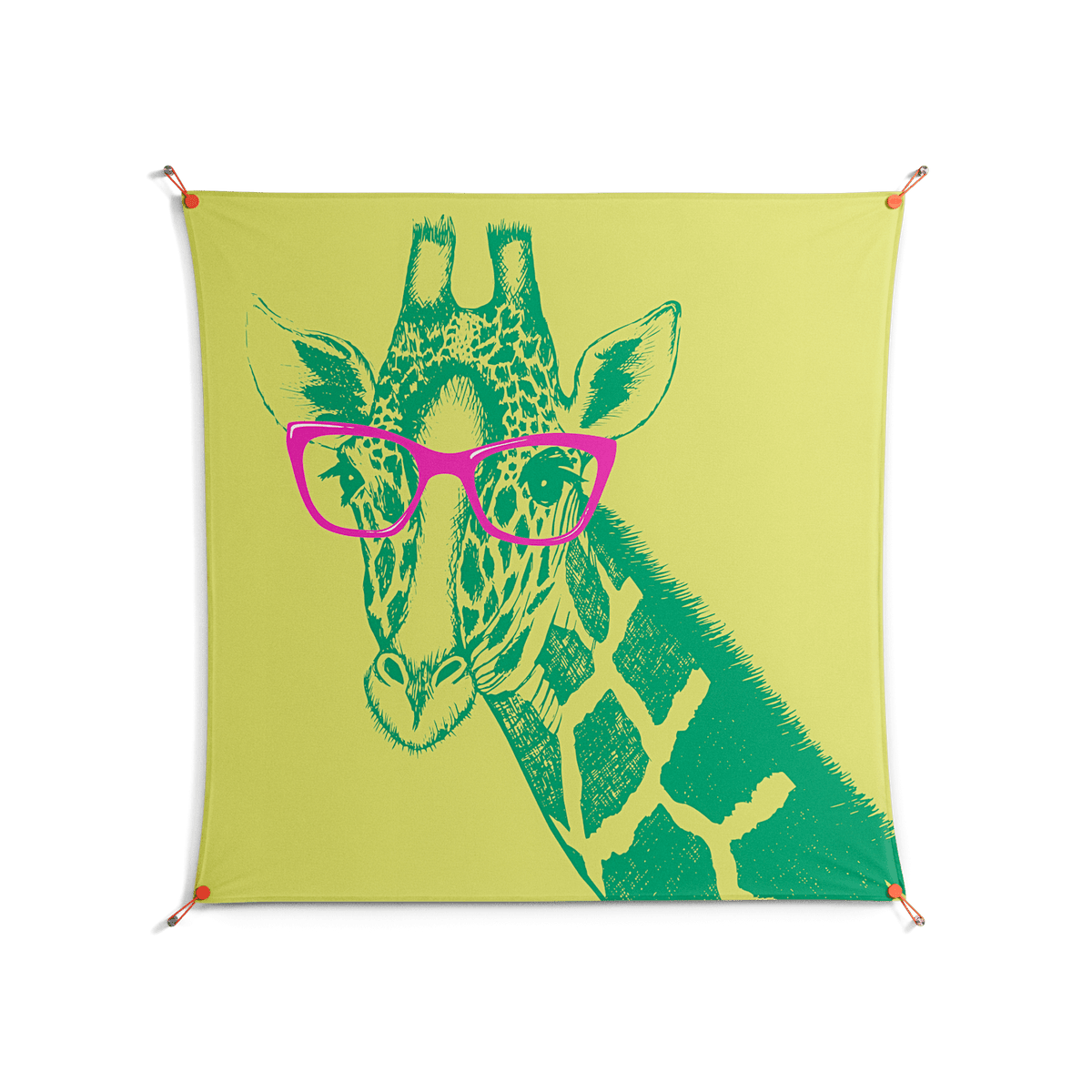 Wise Giraffe - Work On Wall - Amy Suther - Orange - 140 x 140 cm