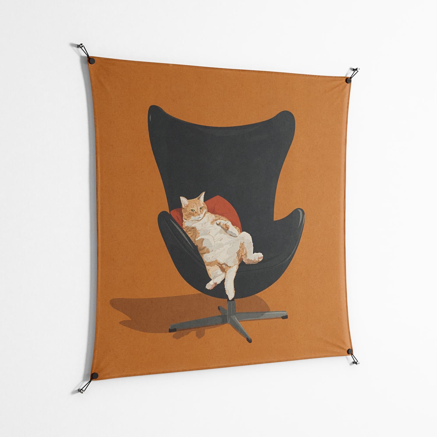 Cat in Chair B - Work On Wall - Kristin Eriksson - Black - 140 x 140 cm