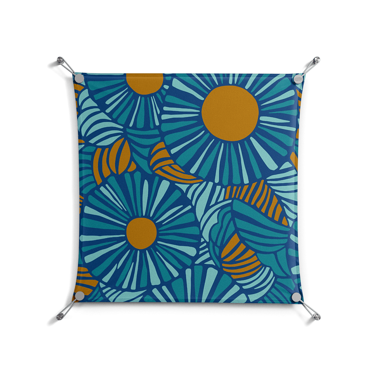 Bellis Bounty Blue - Work On Wall - Amy Suther - Silver - 70 x 70 cm