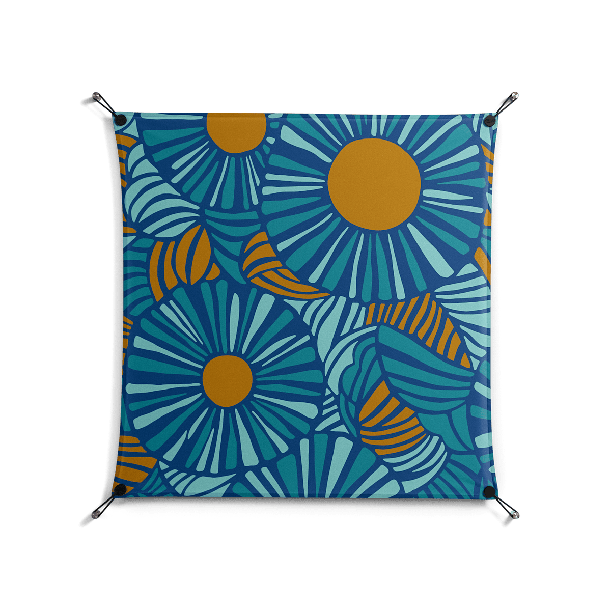 Bellis Bounty Blue - Work On Wall - Amy Suther - Black - 90 x 90 cm