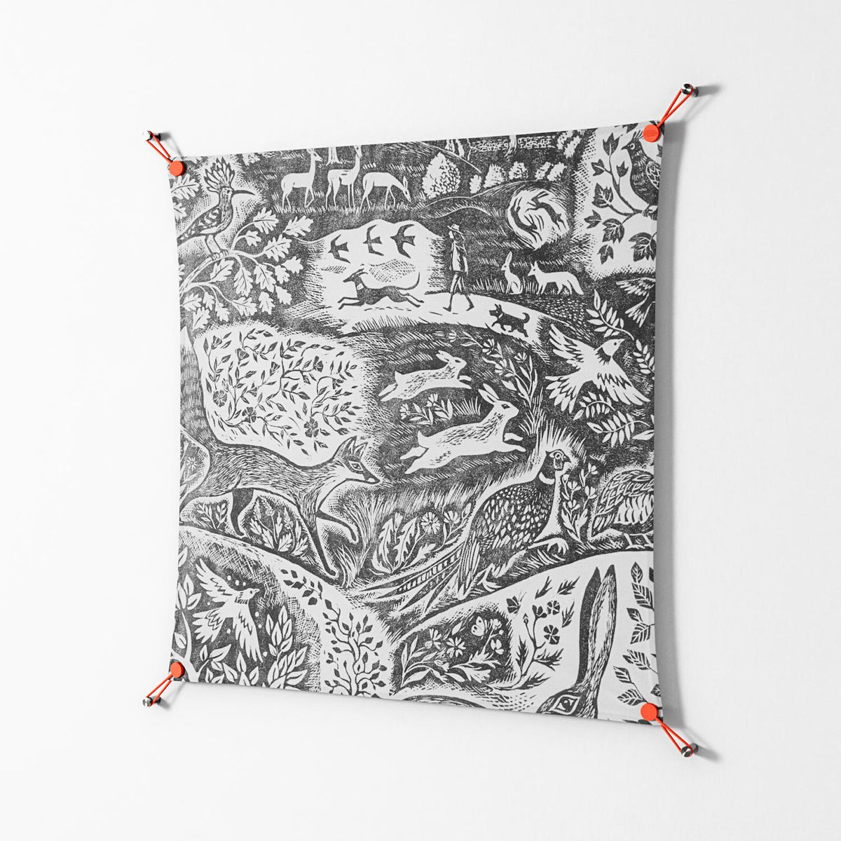 Flight Of Fancy - Work On Wall - Diana Catchpole - Orange - 90 x 90 cm