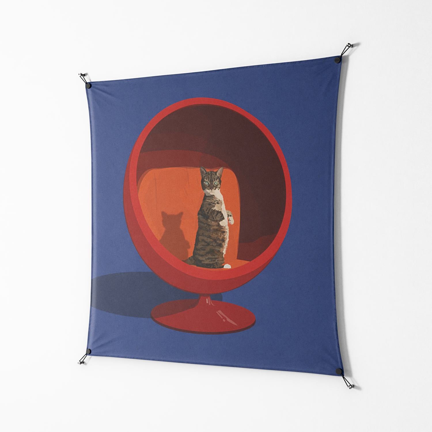 Cat in Chair C - Work On Wall - Kristin Eriksson - Black - 140 x 140 cm