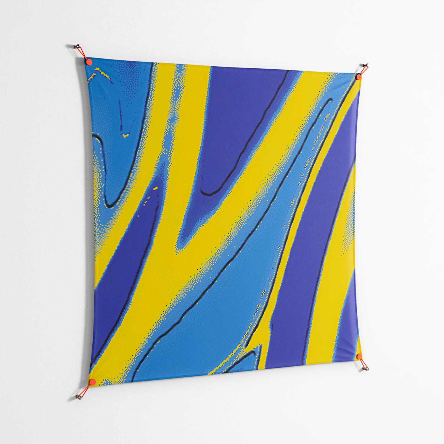 Blue Gale - Work On Wall - Oluwasheyi Adebayo - Orange - 140 x 140 cm