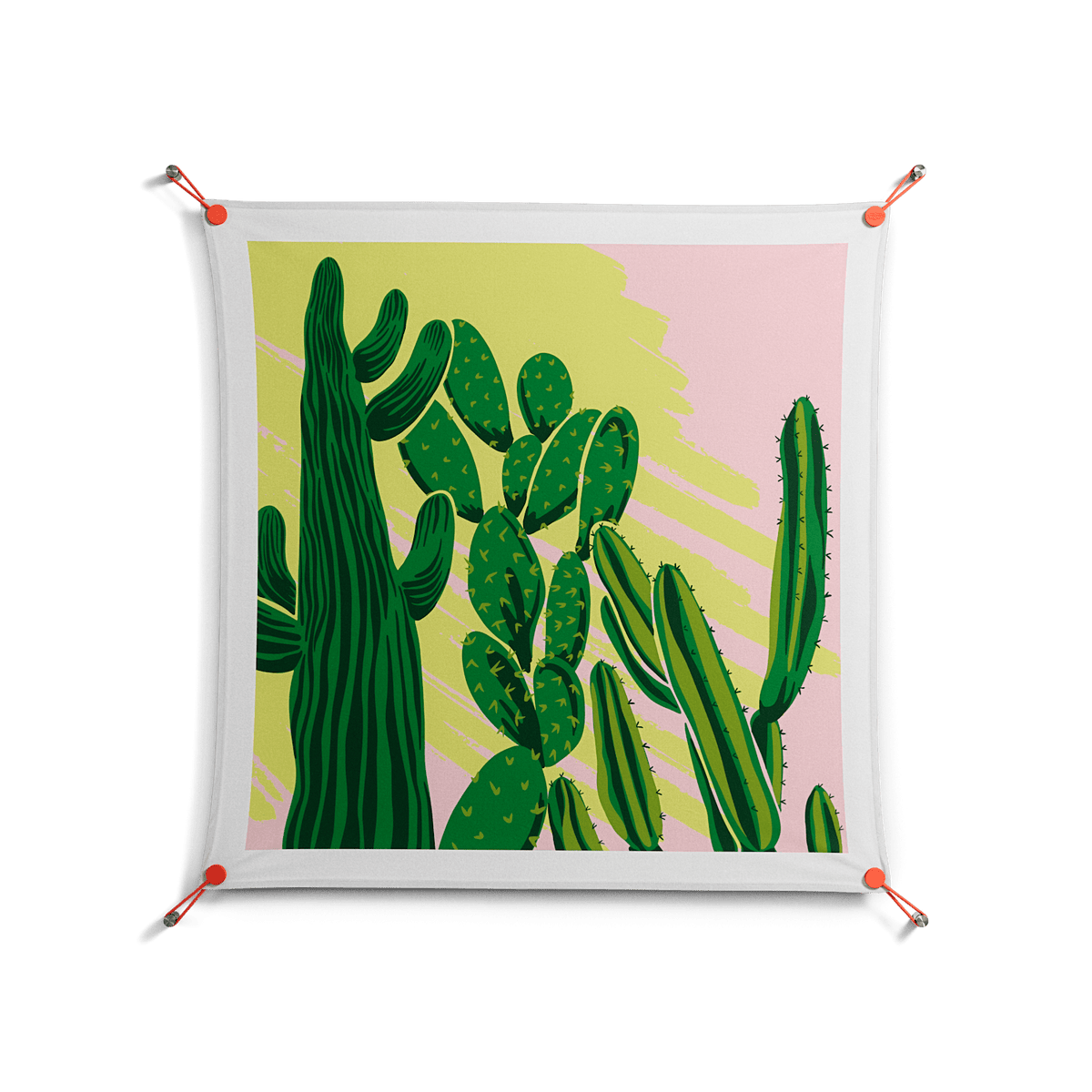 Cactus Sky - Work On Wall - Amy Suther - Orange - 90 x 90 cm