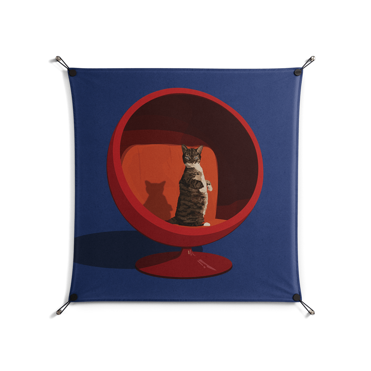 Cat in Chair C - Work On Wall - Kristin Eriksson - Black - 90 x 90 cm
