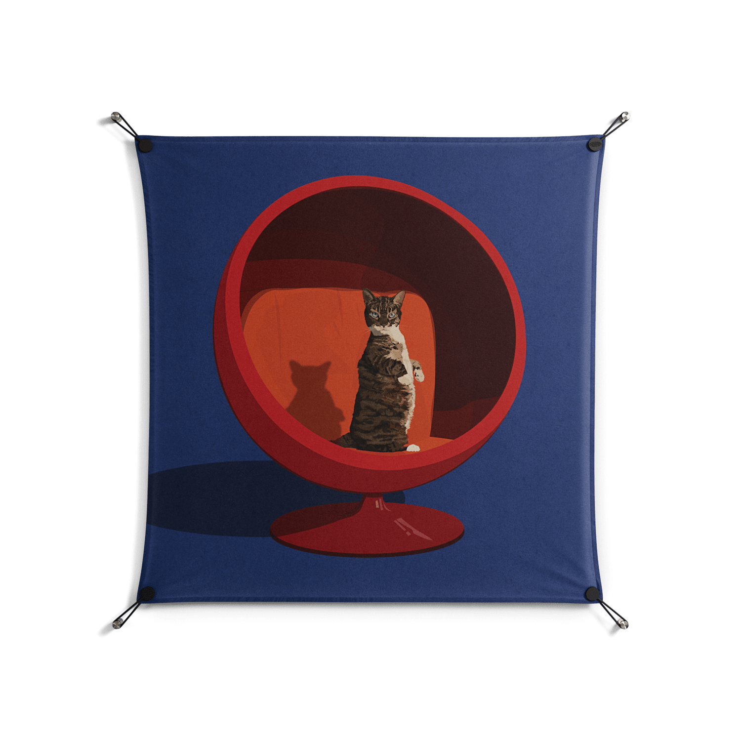 Cat in Chair C - Work On Wall - Kristin Eriksson - Black - 90 x 90 cm