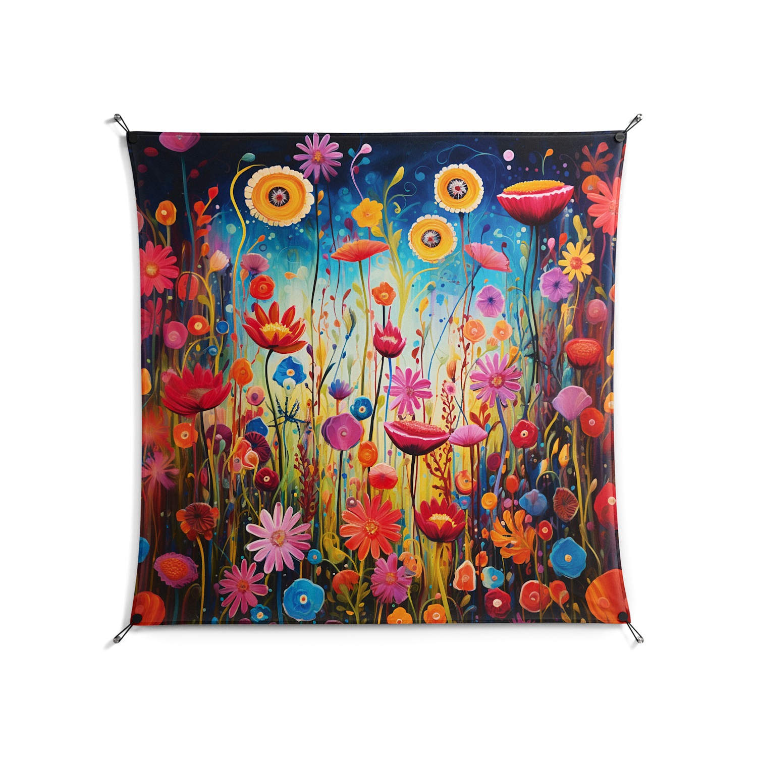 Greatful Meadow - Work On Wall - Nur Rydberg - Black - 140 x 140 cm