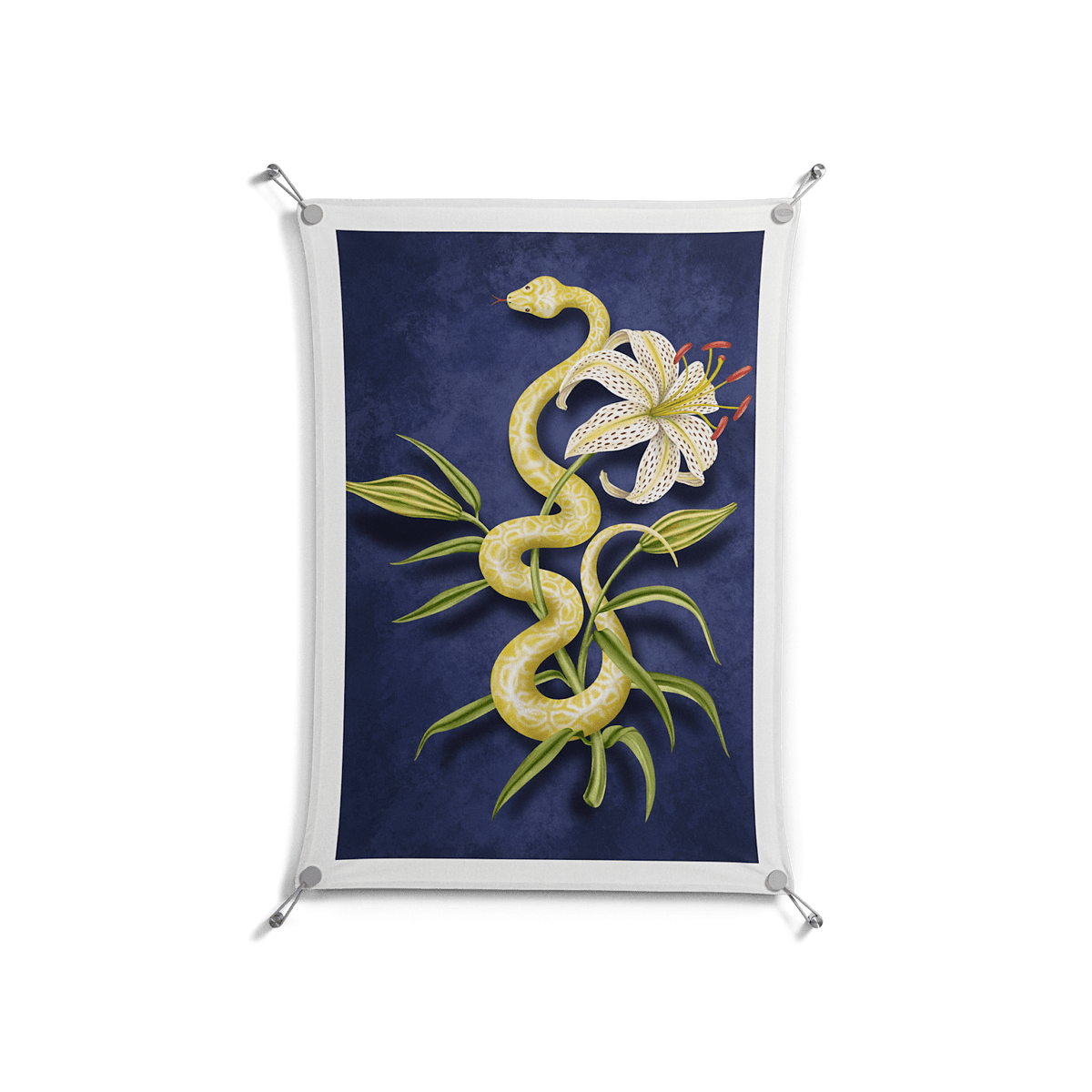 Snake Tigerlily - Work On Wall - Amy Suther - Silver - 70 x 100 cm