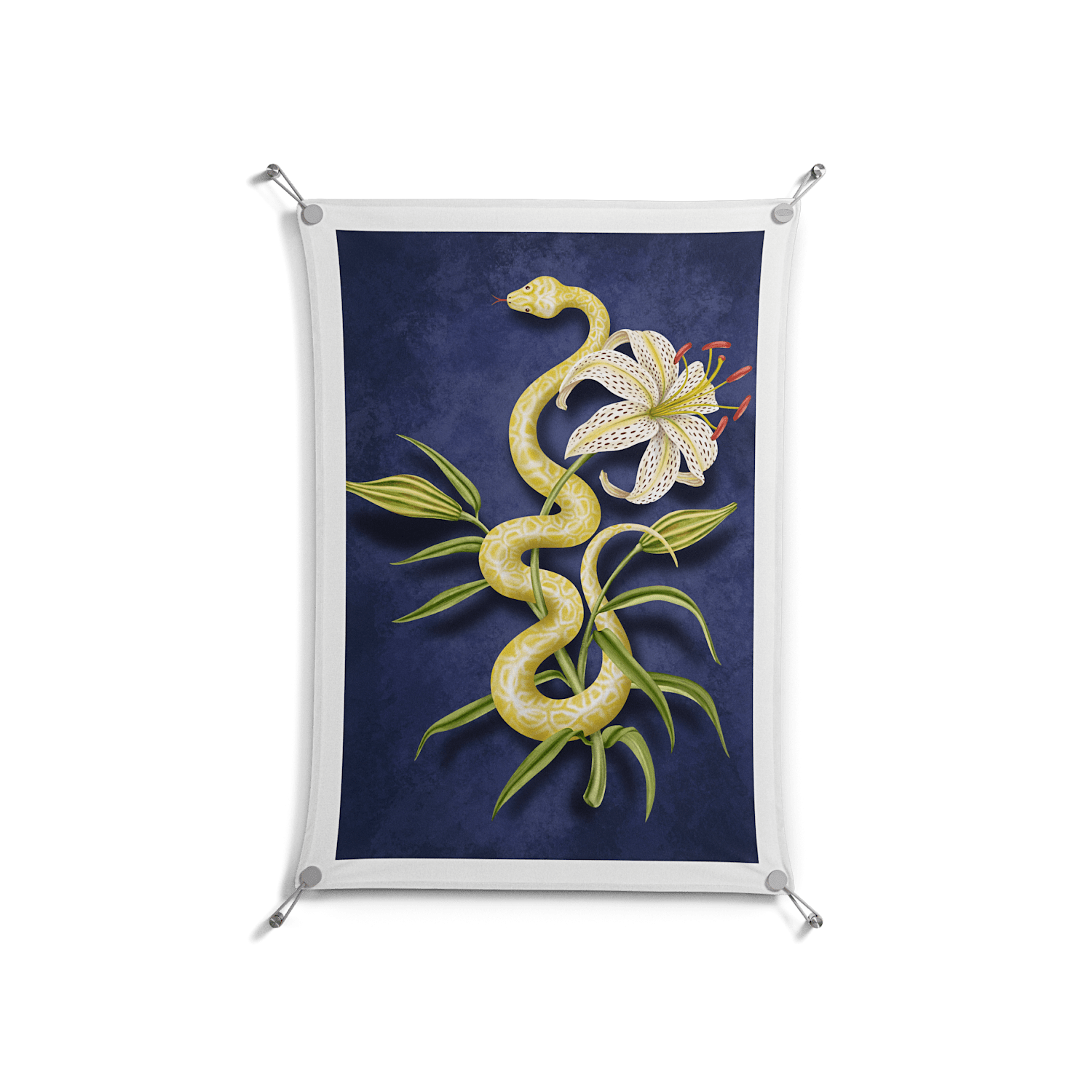 Snake Tigerlily - Work On Wall - Amy Suther - Silver - 70 x 100 cm