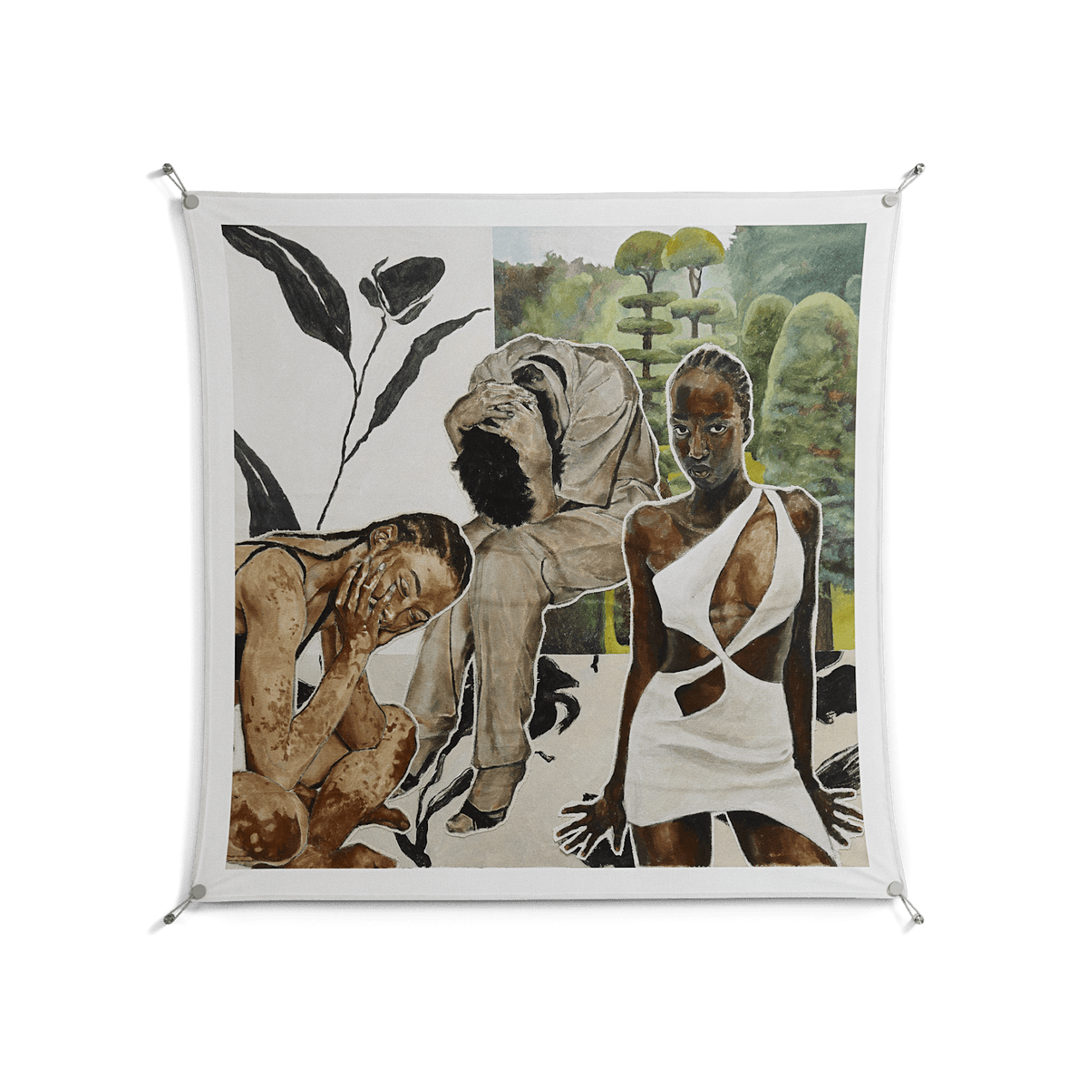 As The Rain Falls - Work On Wall - Sophie Goudman - Silver - 140 x 140 cm