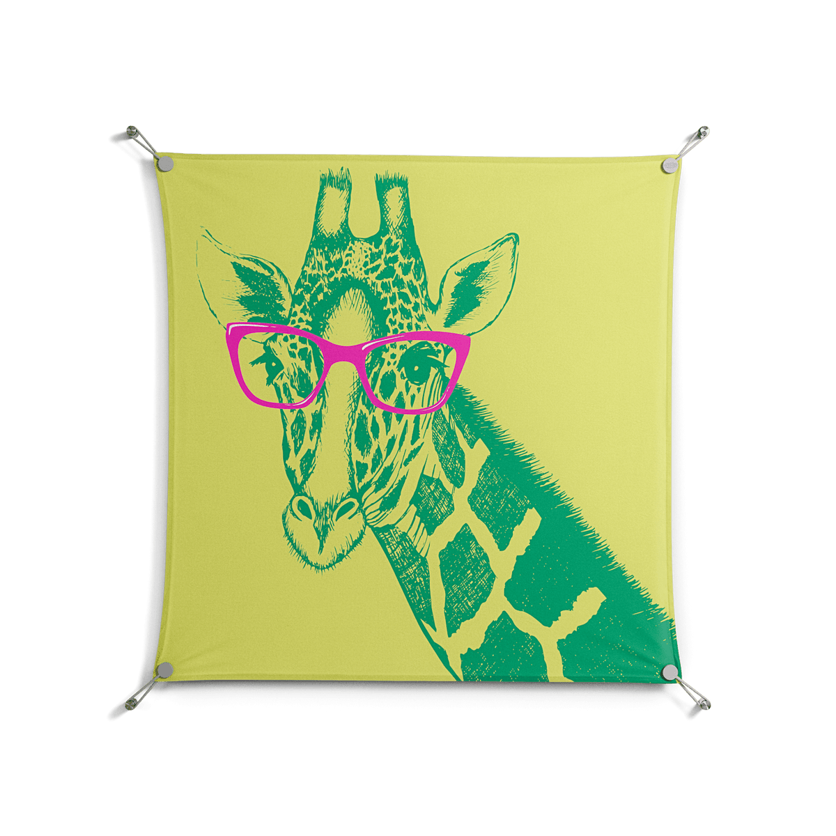 Wise Giraffe - Work On Wall - Amy Suther - Silver - 90 x 90 cm