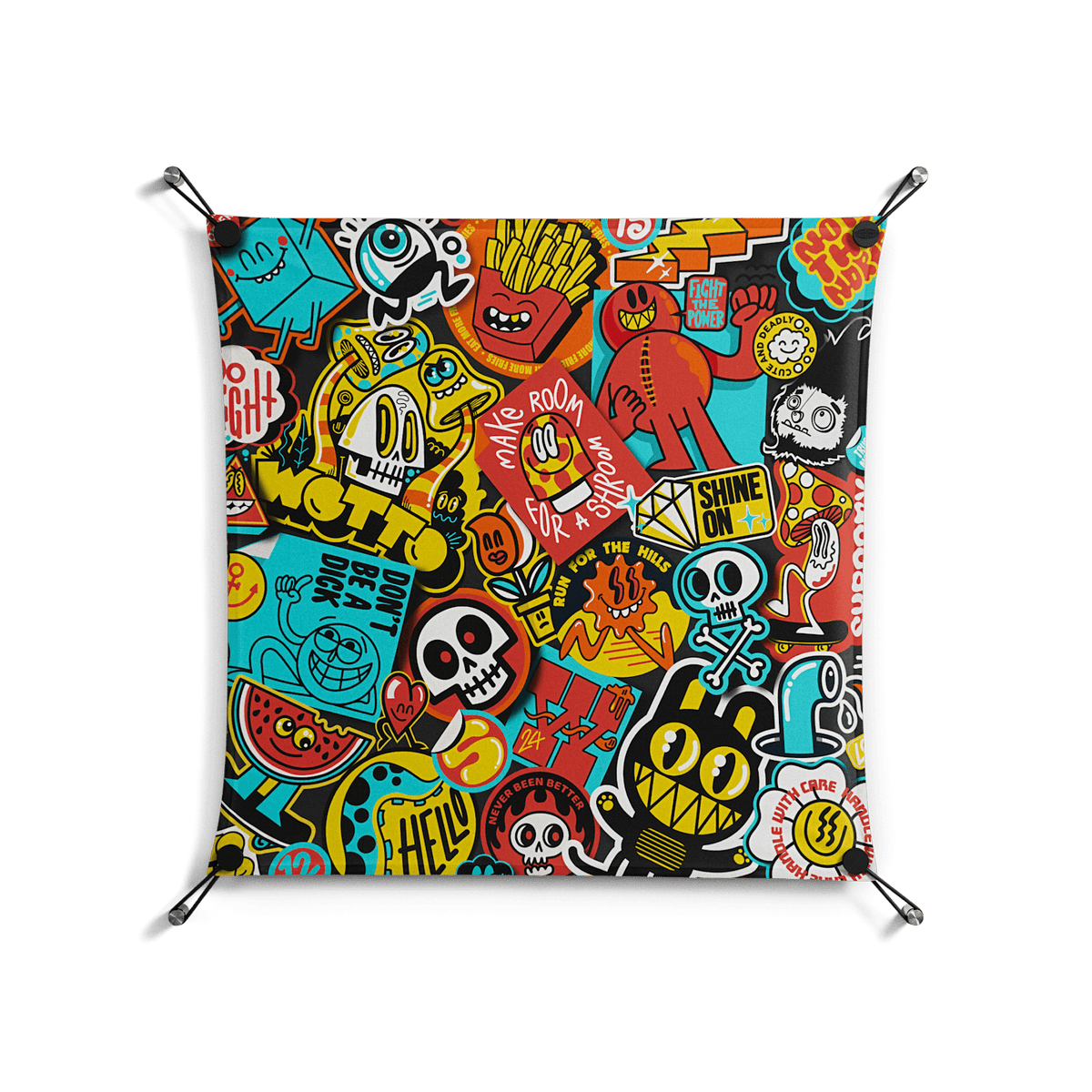 All The Stickers - Work On Wall - Craig Watkins - Black - 70 x 70 cm