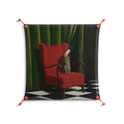 The Man Behind The Curtain - Work On Wall - Kristin Eriksson - Orange - 70 x 70 cm