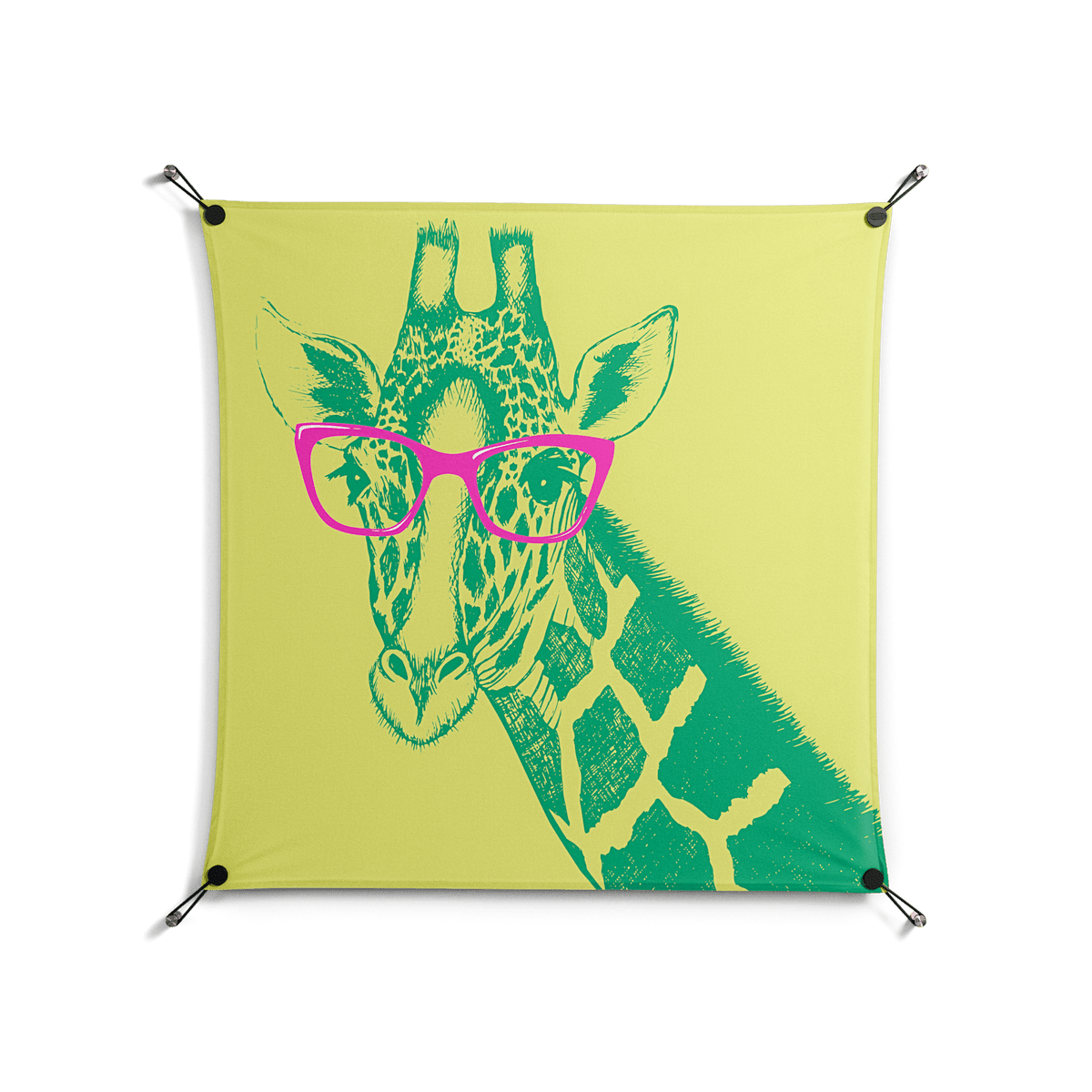 Wise Giraffe - Work On Wall - Amy Suther - Black - 90 x 90 cm