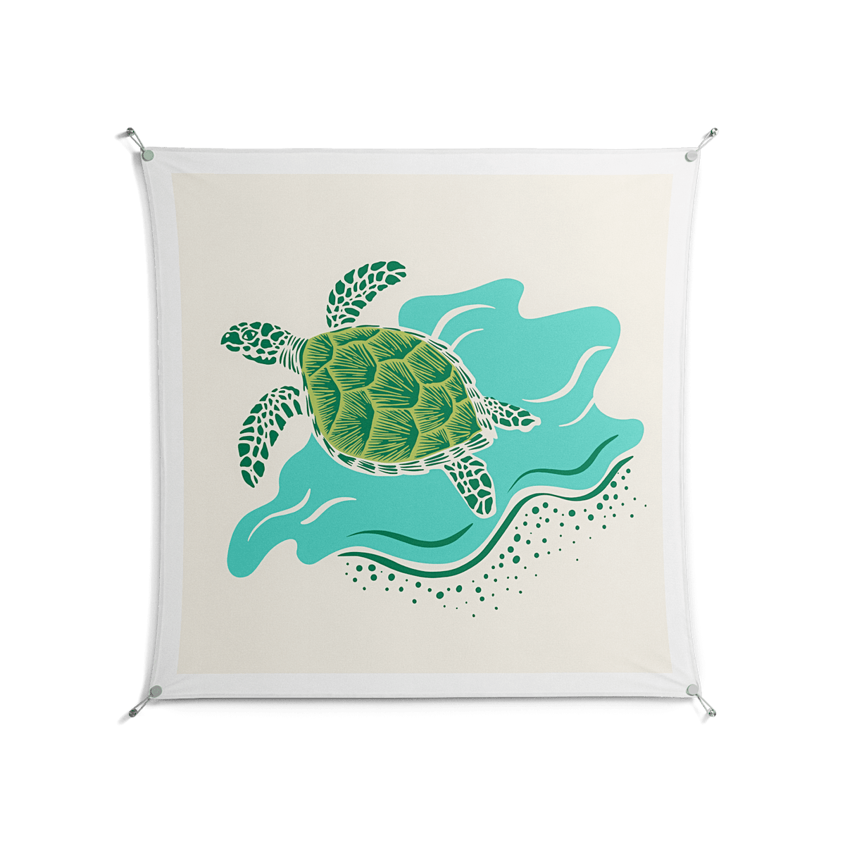 Sea Turtle - Work On Wall - Amy Suther - Silver - 140 x 140 cm