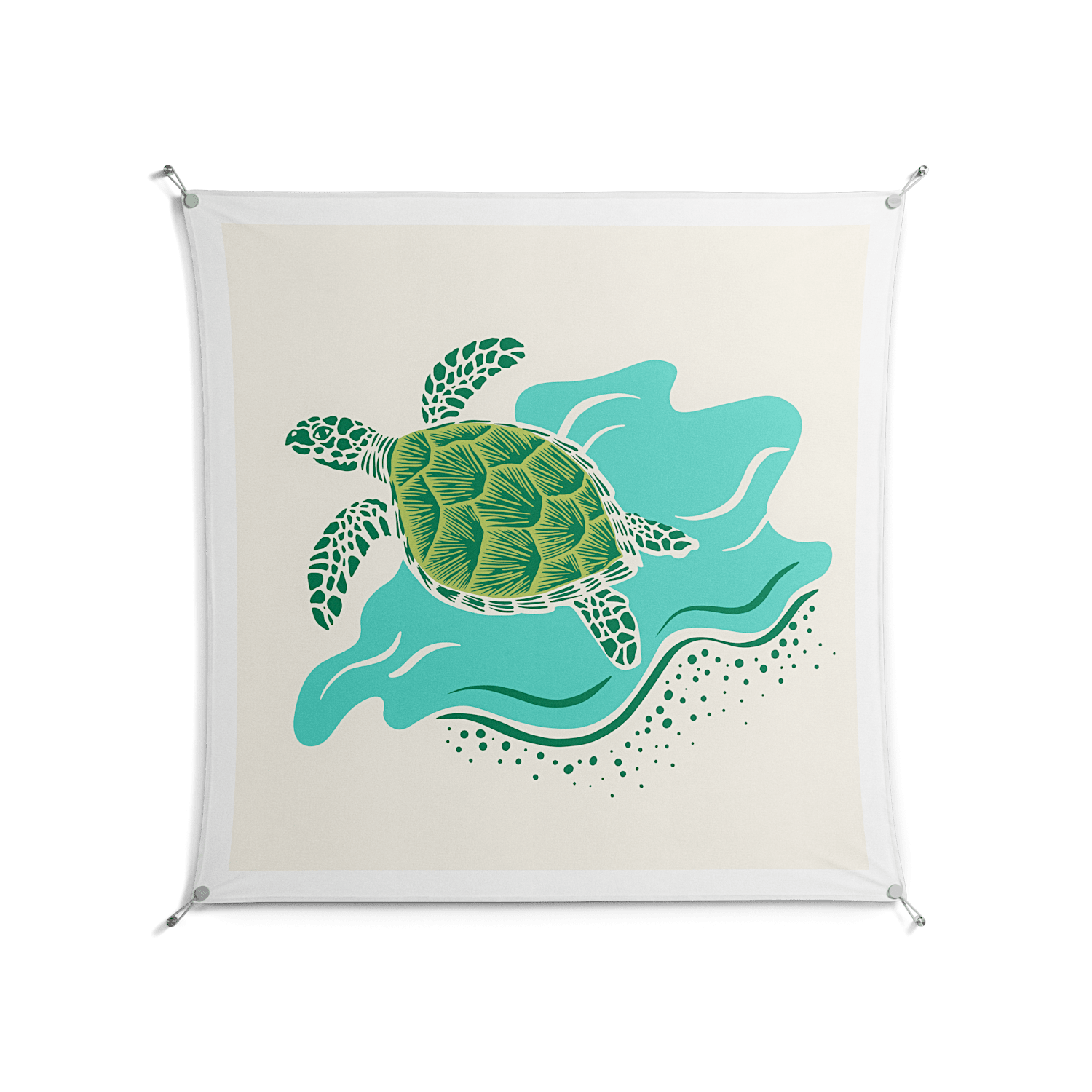 Sea Turtle - Work On Wall - Amy Suther - Silver - 140 x 140 cm
