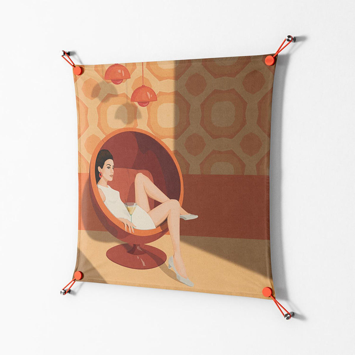 Women in ballchair - Work On Wall - Kristin Eriksson - Orange - 70 x 70 cm