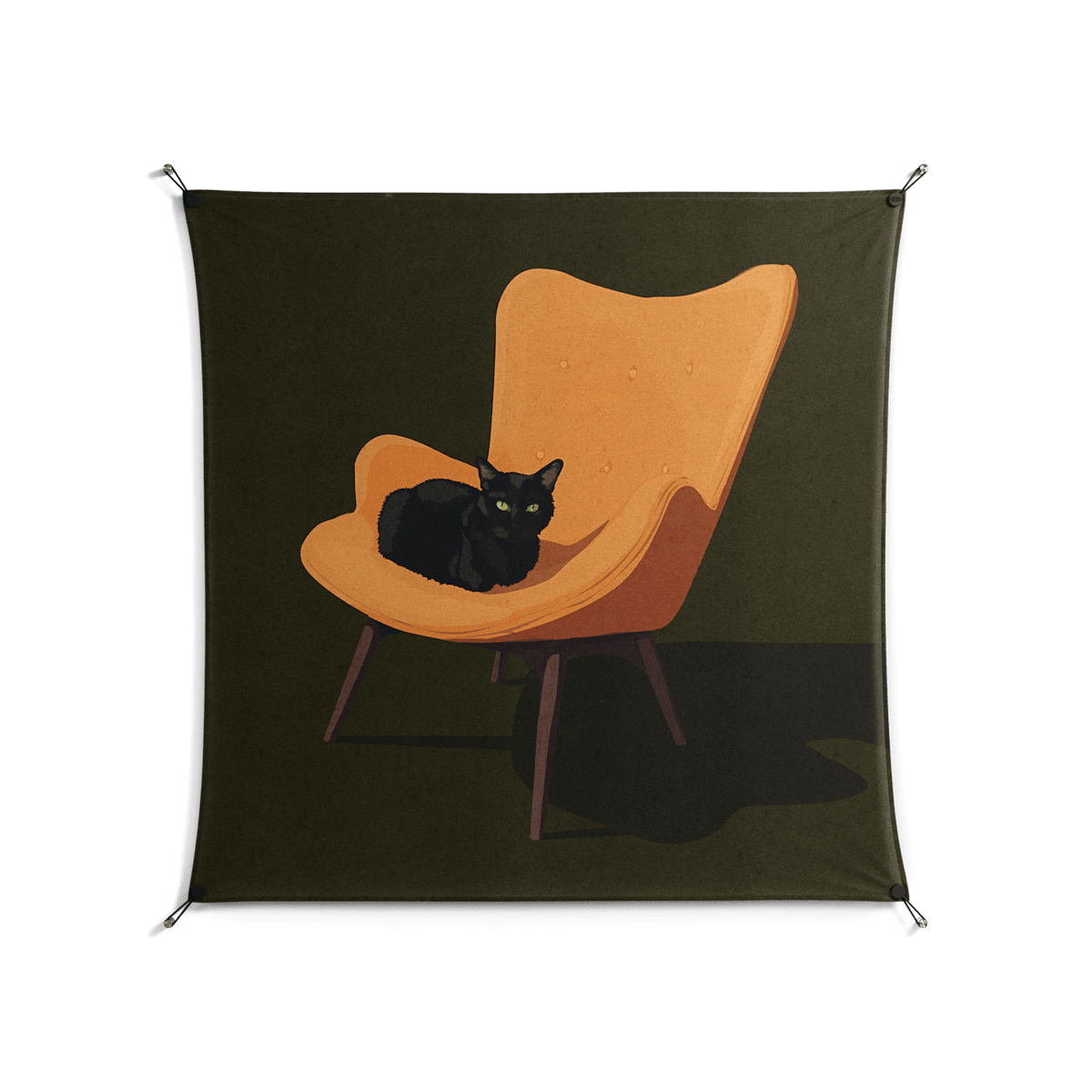 Cat in Chair A - Work On Wall - Kristin Eriksson - Black - 140 x 140 cm