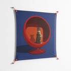 Cat in Chair C - Work On Wall - Kristin Eriksson - Orange - 90 x 90 cm