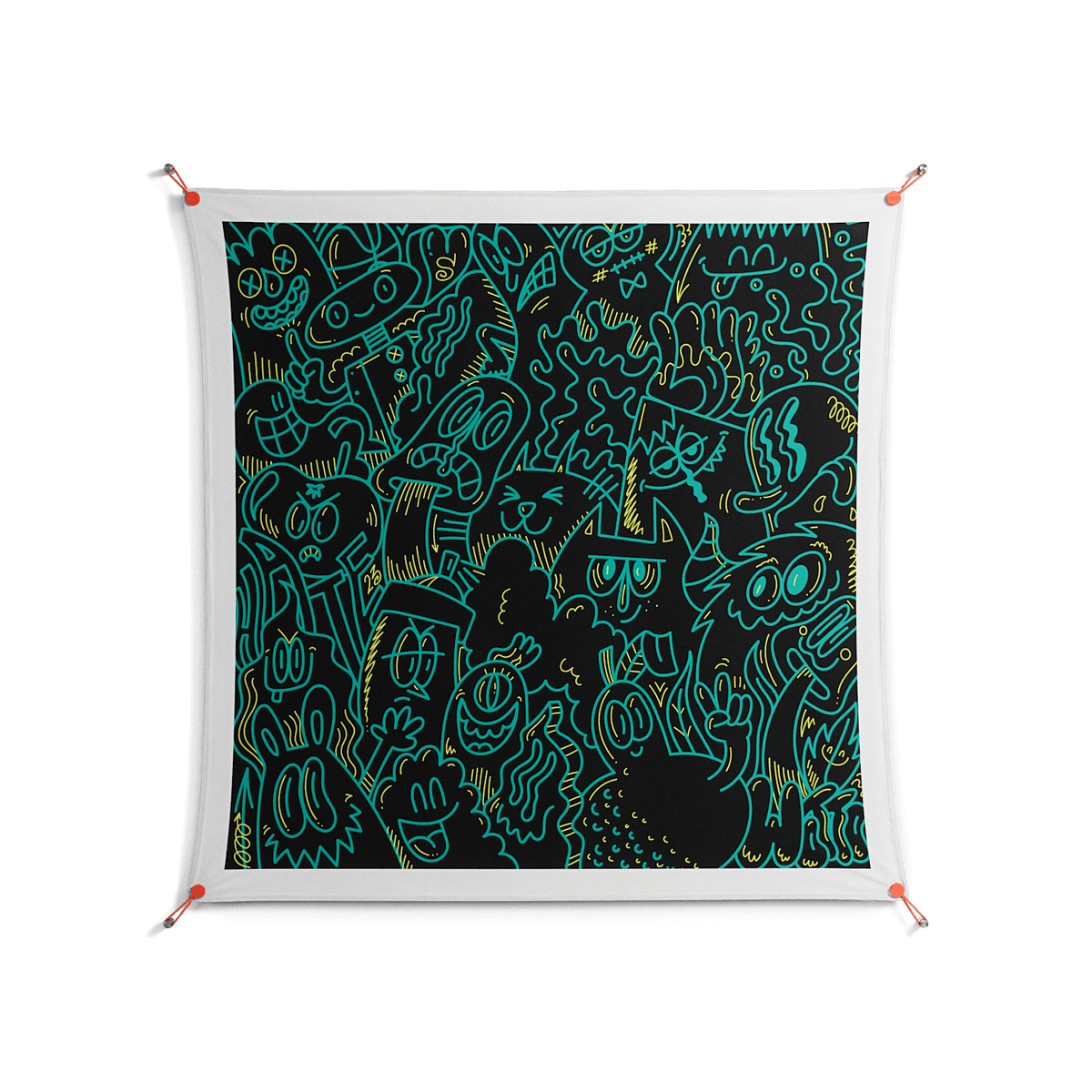 The Green Line - Work On Wall - Craig Watkins - Orange - 140 x 140 cm
