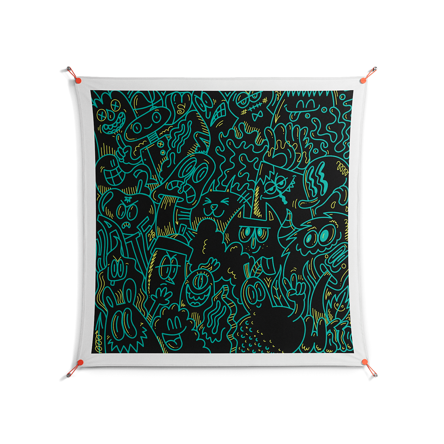 The Green Line - Work On Wall - Craig Watkins - Orange - 140 x 140 cm