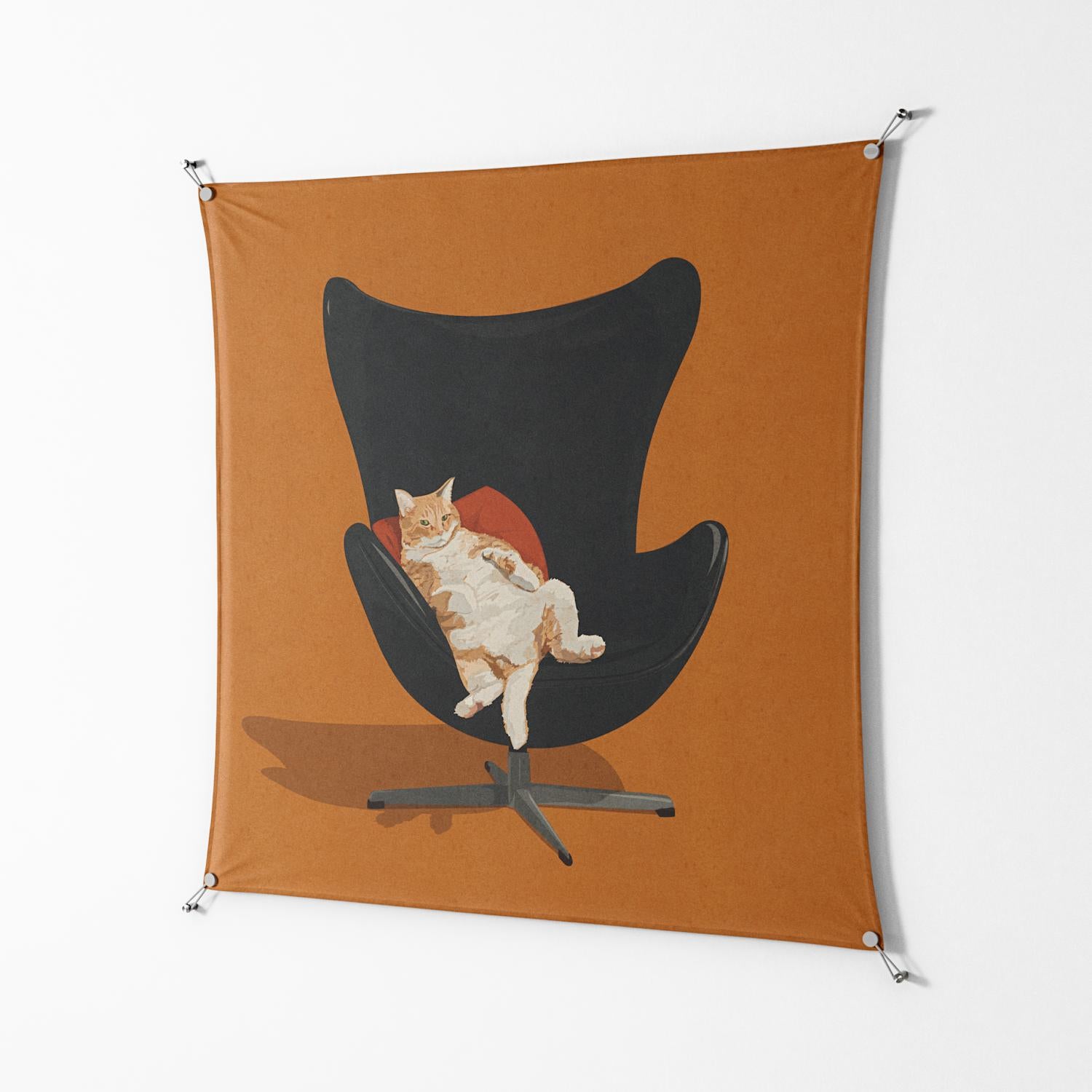 Cat in Chair B - Work On Wall - Kristin Eriksson - Silver - 140 x 140 cm