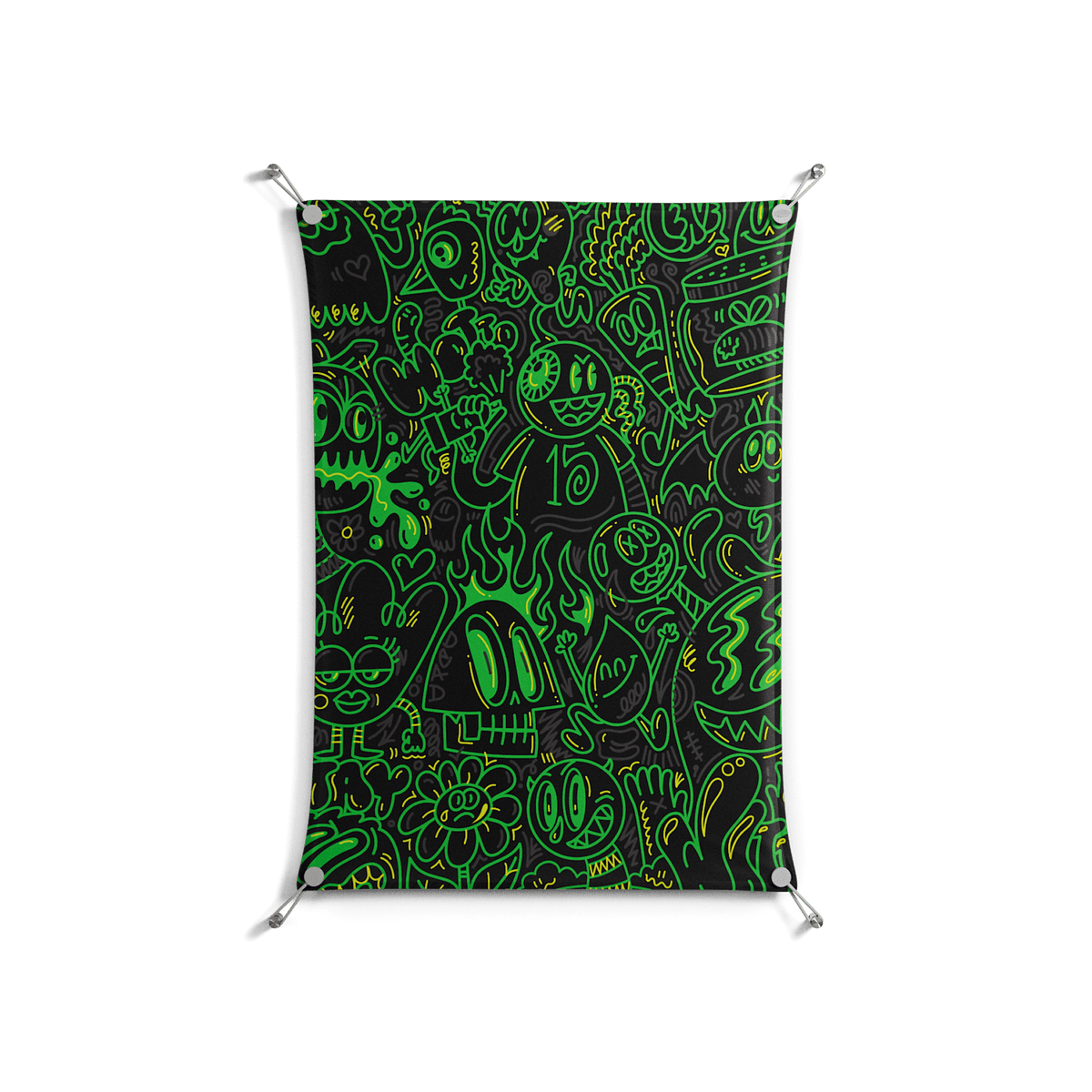 Wottosque Green - Work On Wall - Craig Watkins - Silver - 70 x 100 cm