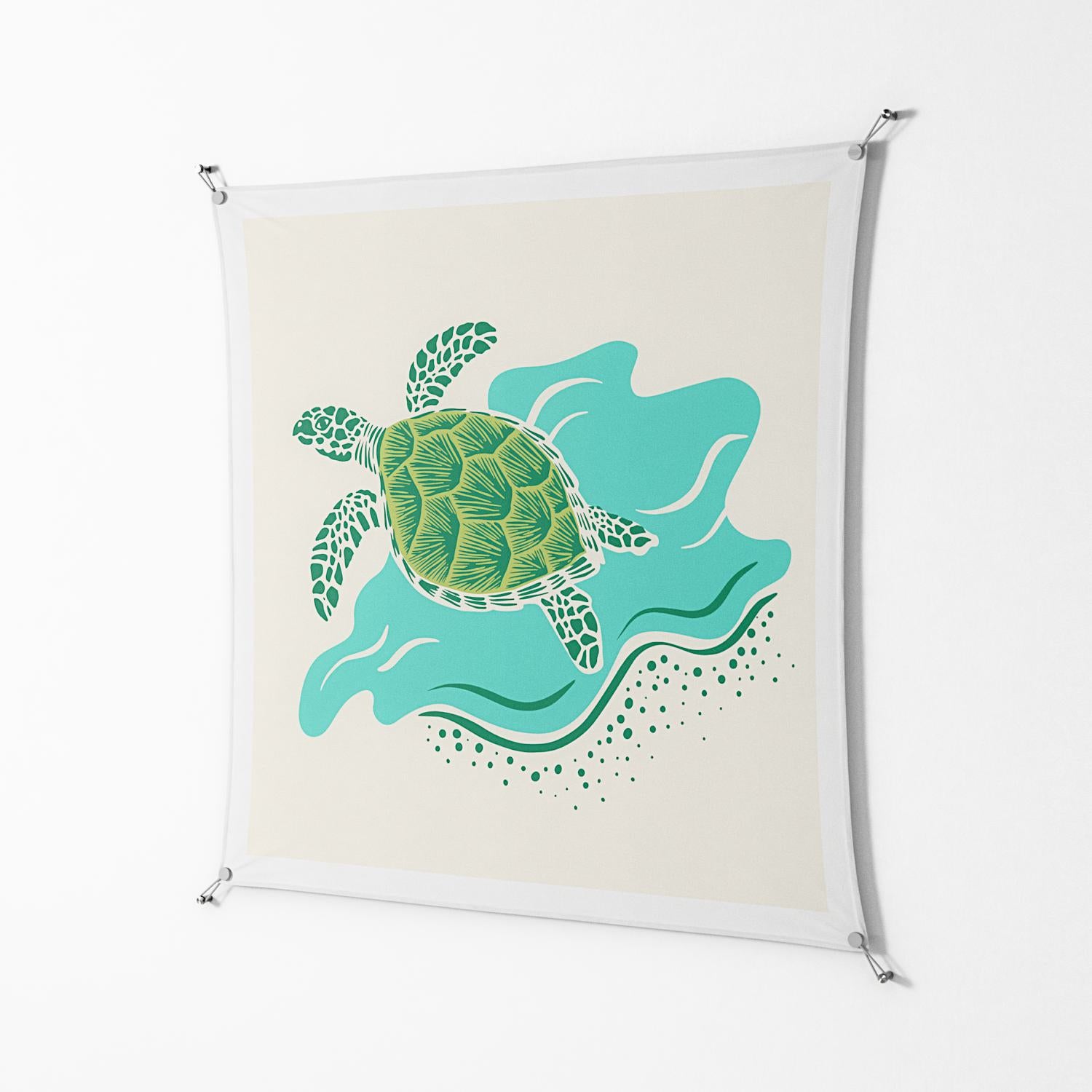 Sea Turtle - Work On Wall - Amy Suther - Silver - 140 x 140 cm