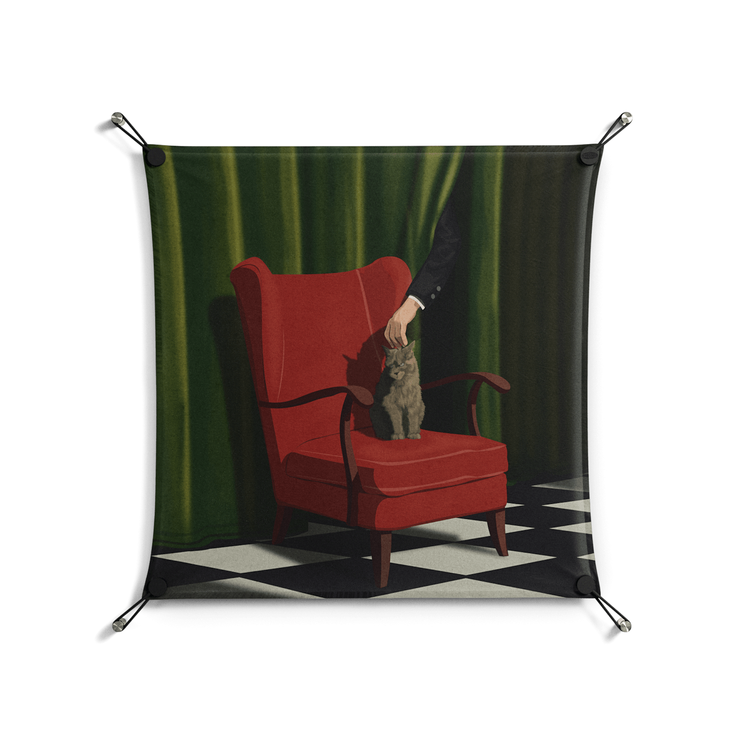 The Man Behind The Curtain - Work On Wall - Kristin Eriksson - Black - 70 x 70 cm