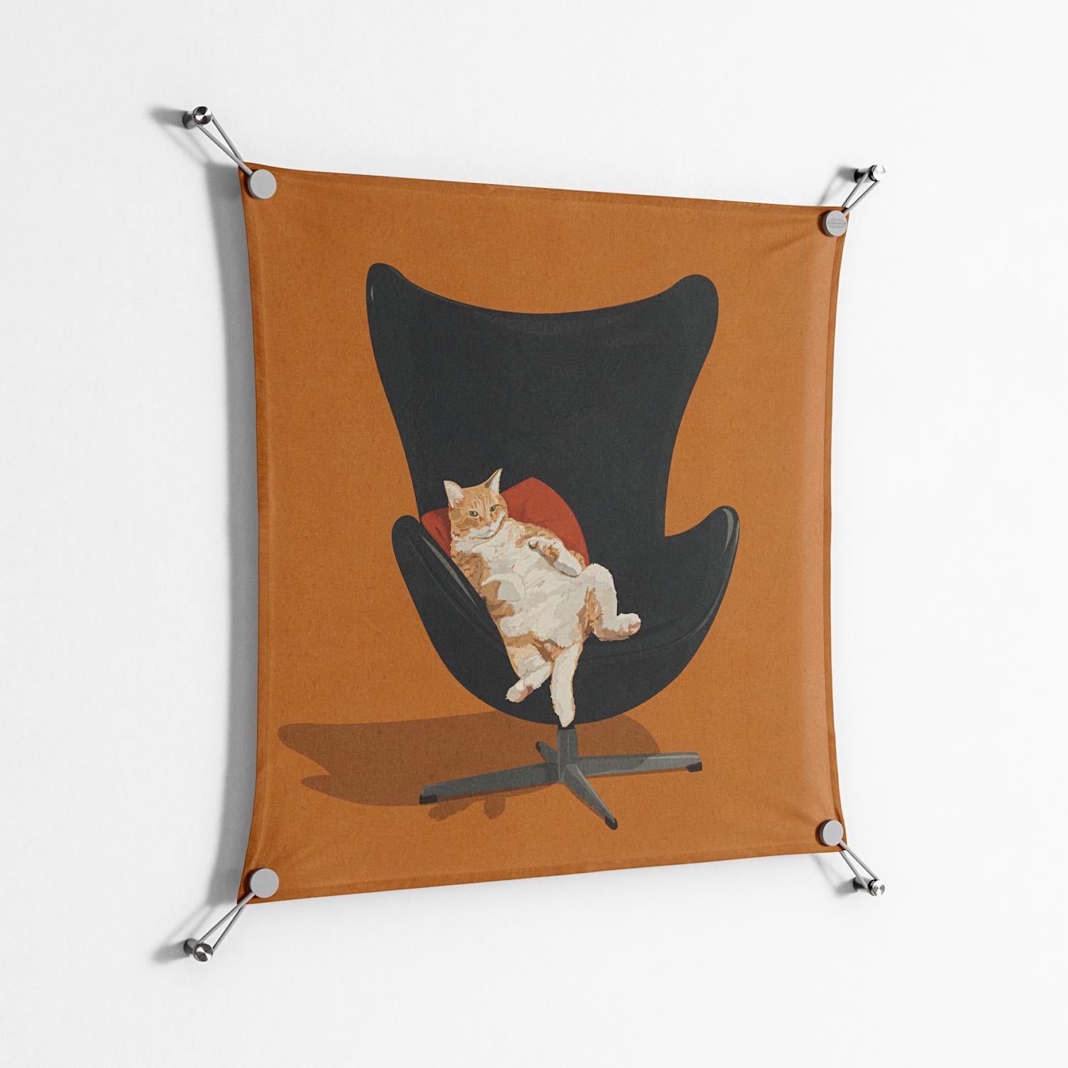 Cat in Chair B - Work On Wall - Kristin Eriksson - Silver - 70 x 70 cm