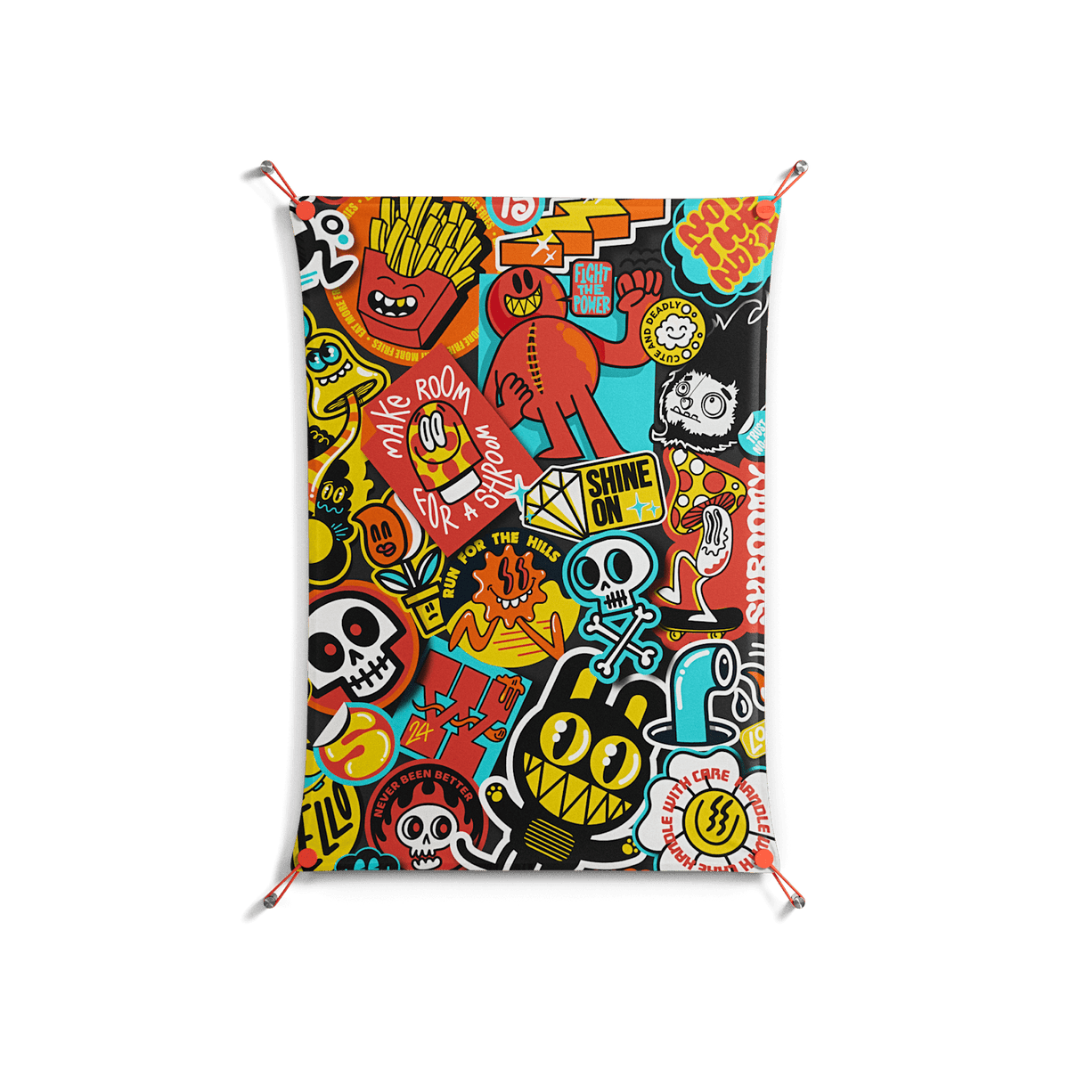 All The Stickers - Work On Wall - Craig Watkins - Orange - 70 x 100 cm