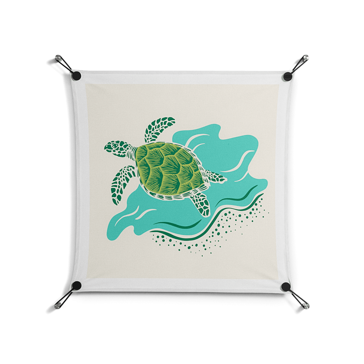 Sea Turtle - Work On Wall - Amy Suther - Black - 70 x 70 cm