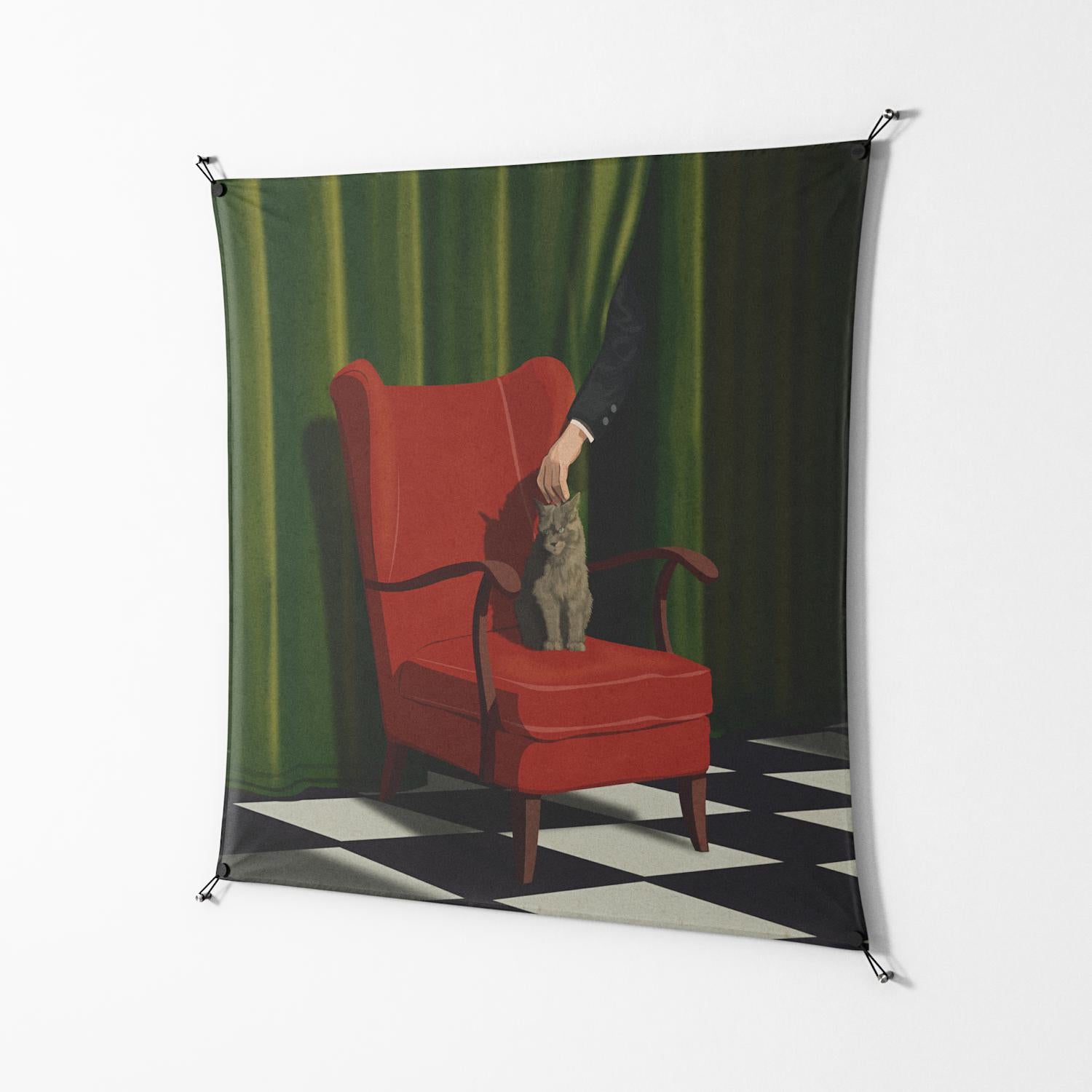The Man Behind The Curtain - Work On Wall - Kristin Eriksson - Black - 140 x 140 cm