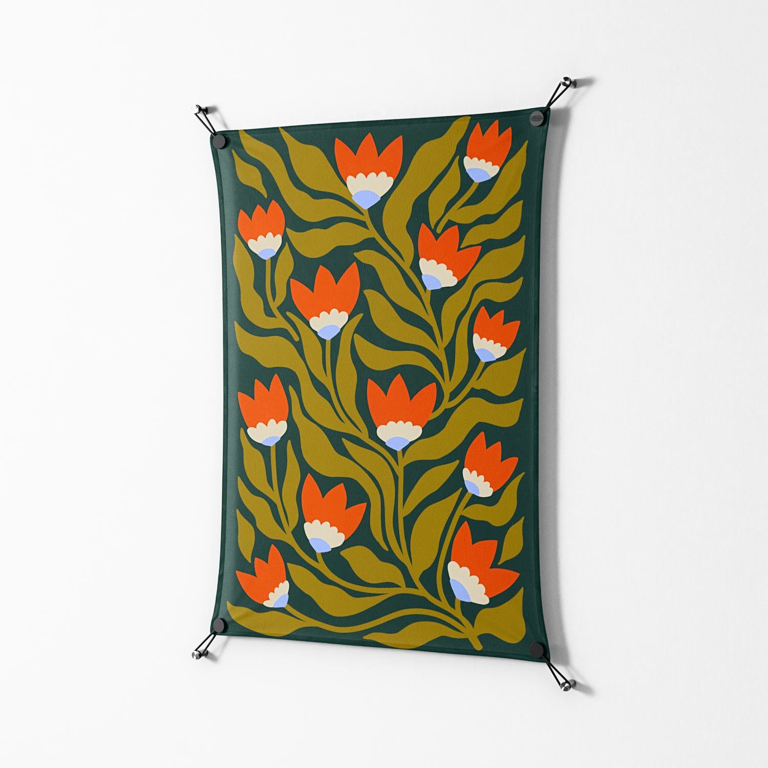 Blooming Folk Garden v2 - Work On Wall - Sandra Hutter - Black - 70 x 100 cm