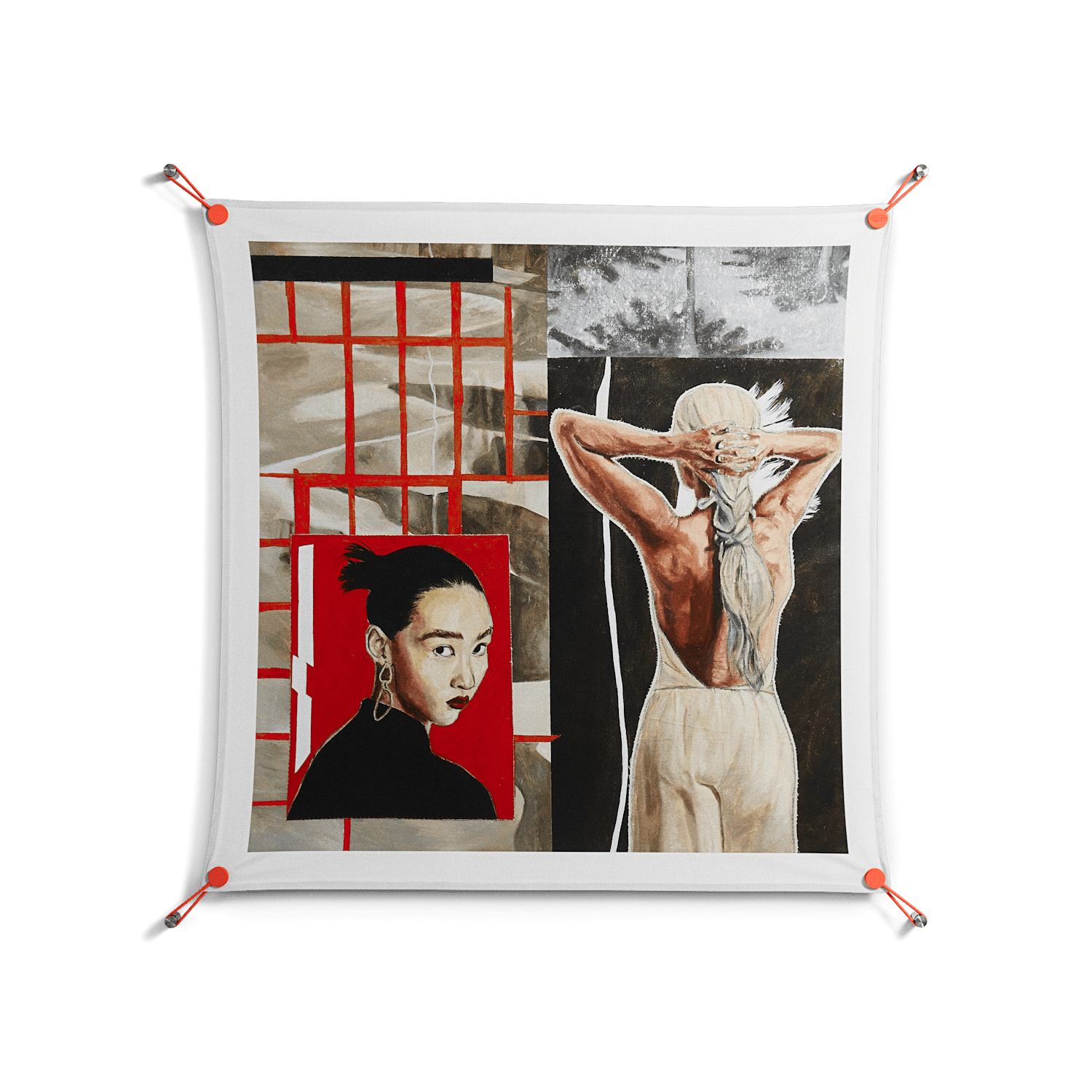 Where We Belong - Work On Wall - Sophie Goudman - Orange - 90 x 90 cm