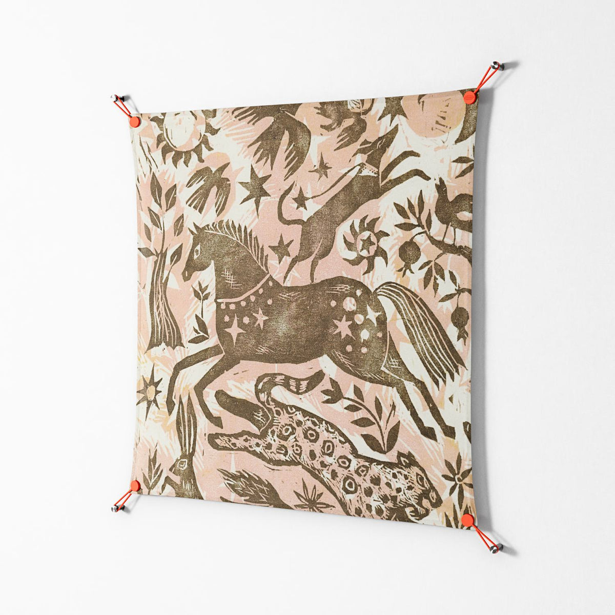 Delight Pink - Work On Wall - Diana Catchpole - Orange - 90 x 90 cm