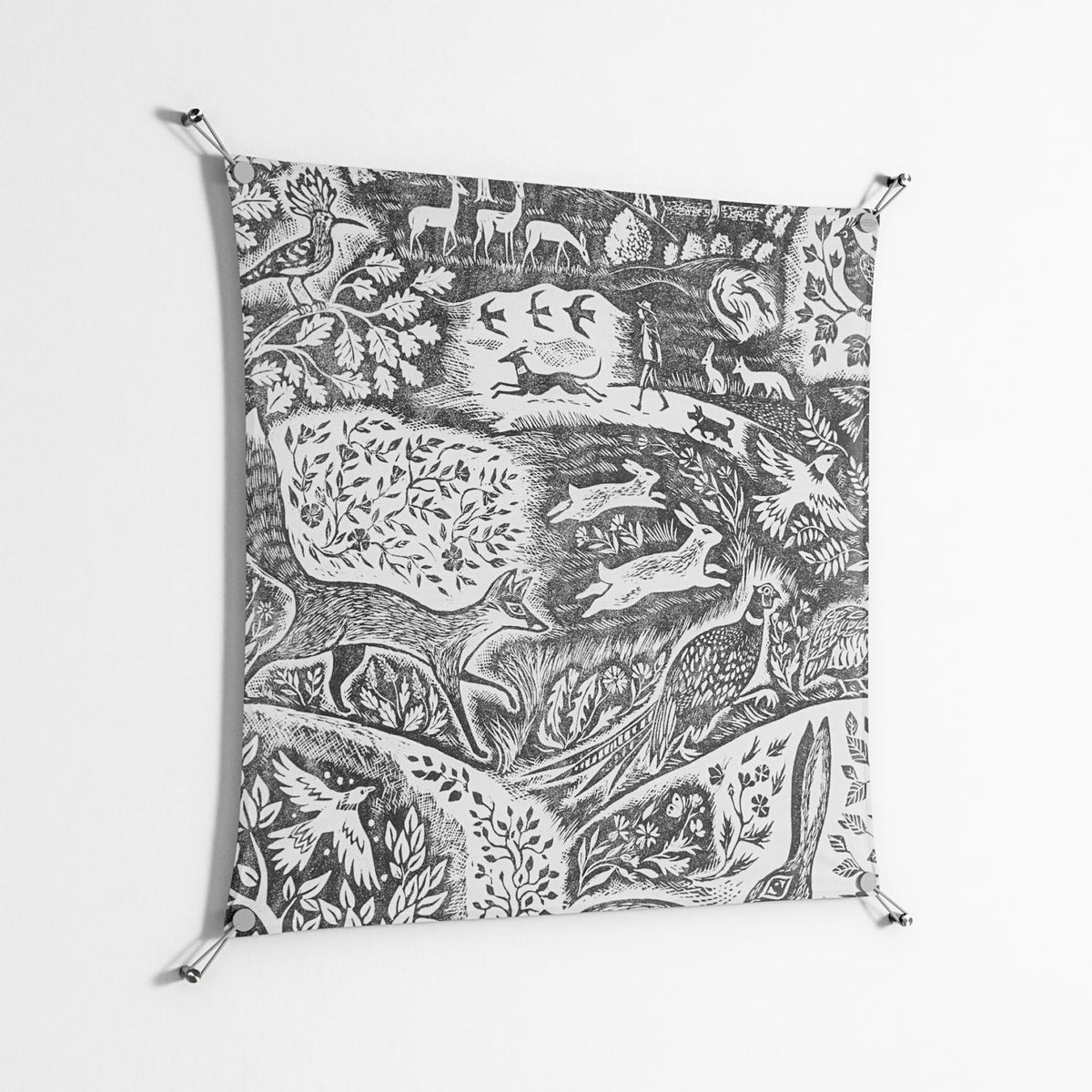Flight Of Fancy - Work On Wall - Diana Catchpole - Silver - 90 x 90 cm
