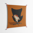 Cat in Chair B - Work On Wall - Kristin Eriksson - Orange - 90 x 90 cm
