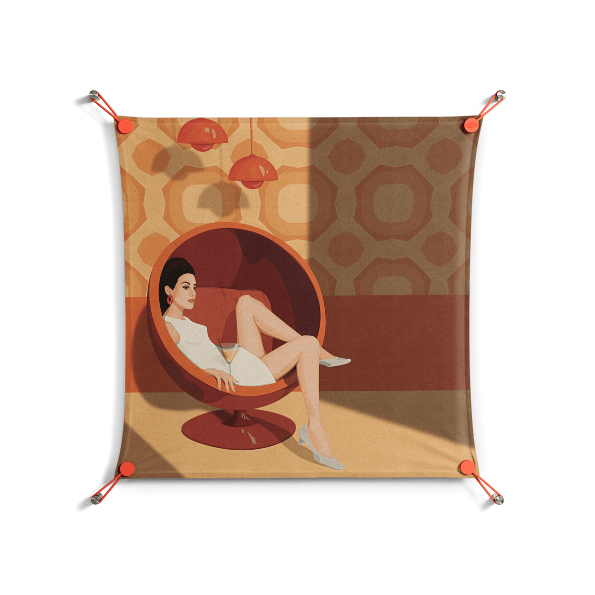 Women in ballchair - Work On Wall - Kristin Eriksson - Orange - 70 x 70 cm