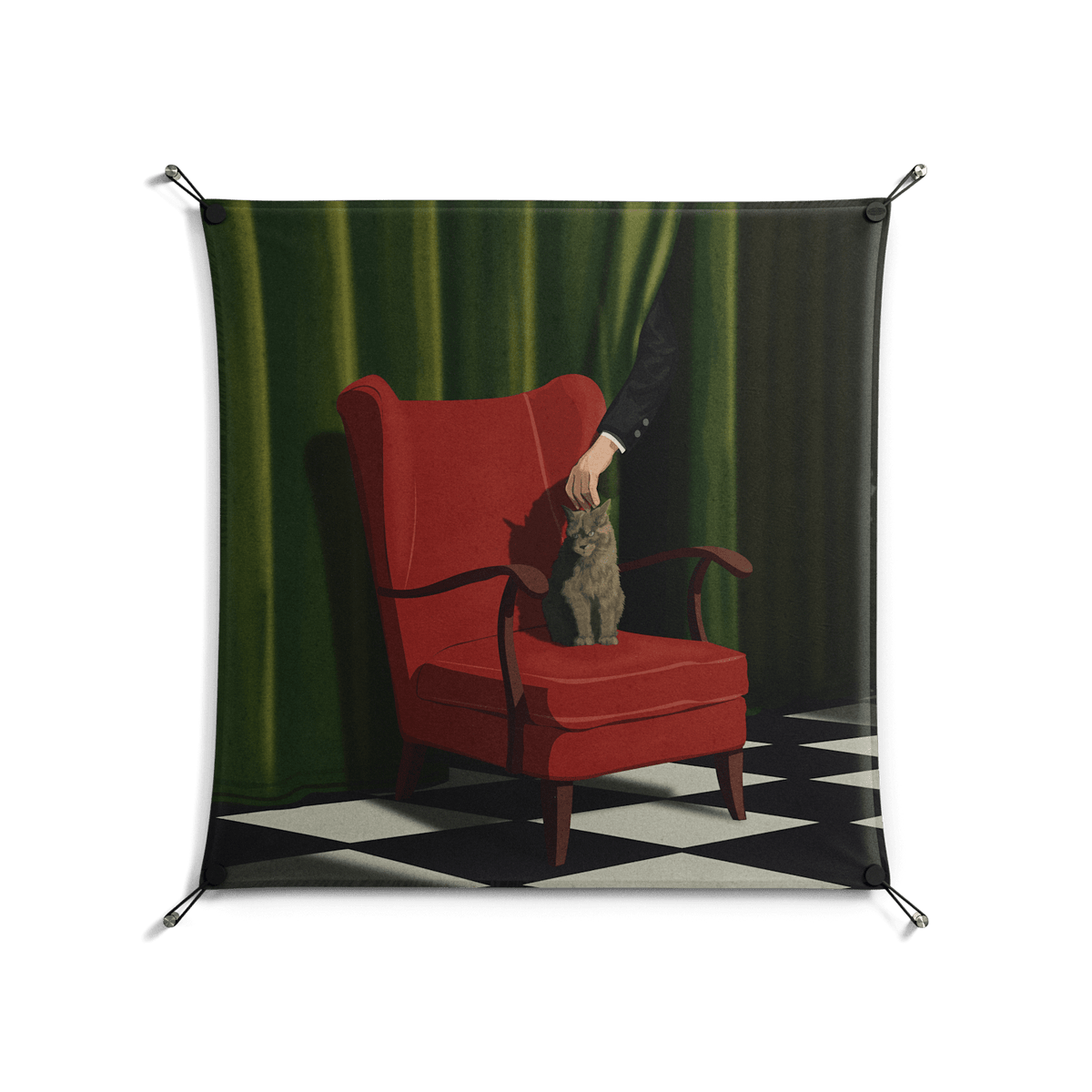 The Man Behind The Curtain - Work On Wall - Kristin Eriksson - Black - 90 x 90 cm