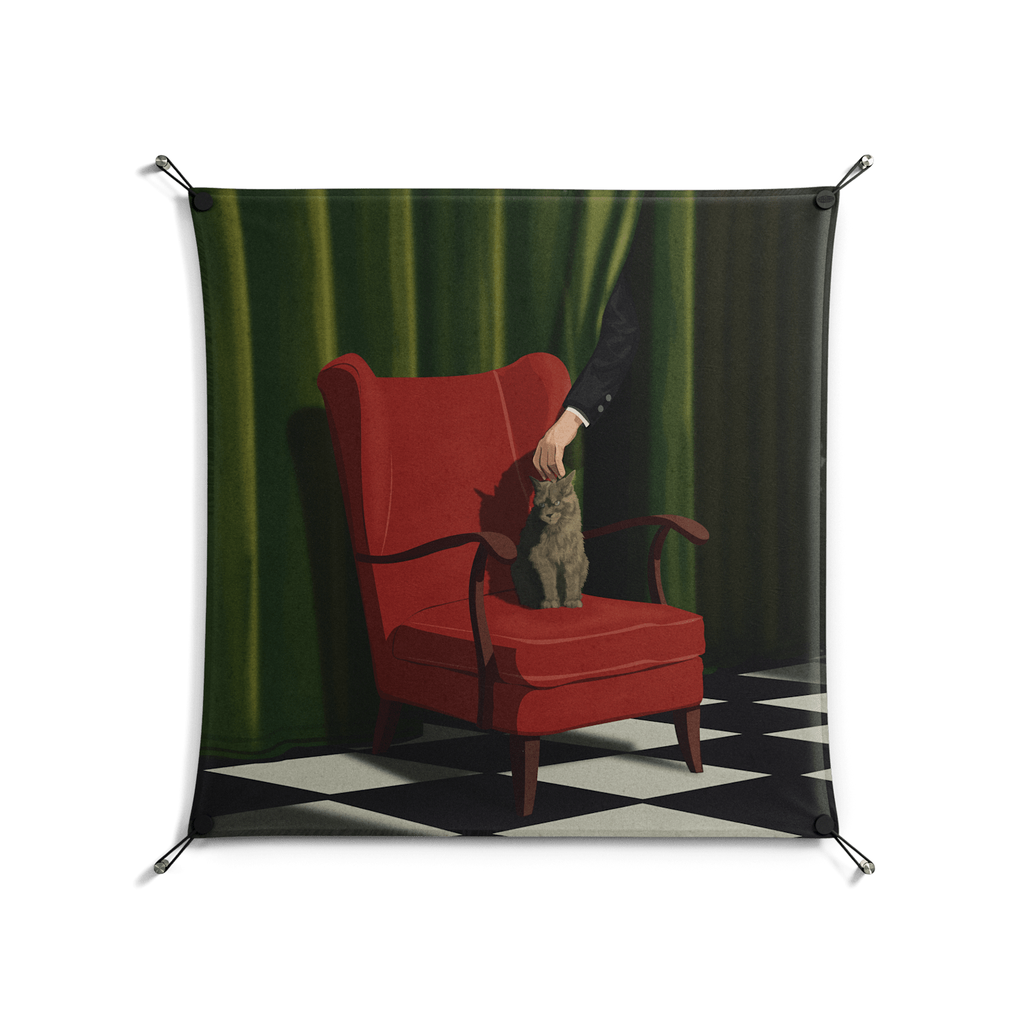 The Man Behind The Curtain - Work On Wall - Kristin Eriksson - Black - 90 x 90 cm
