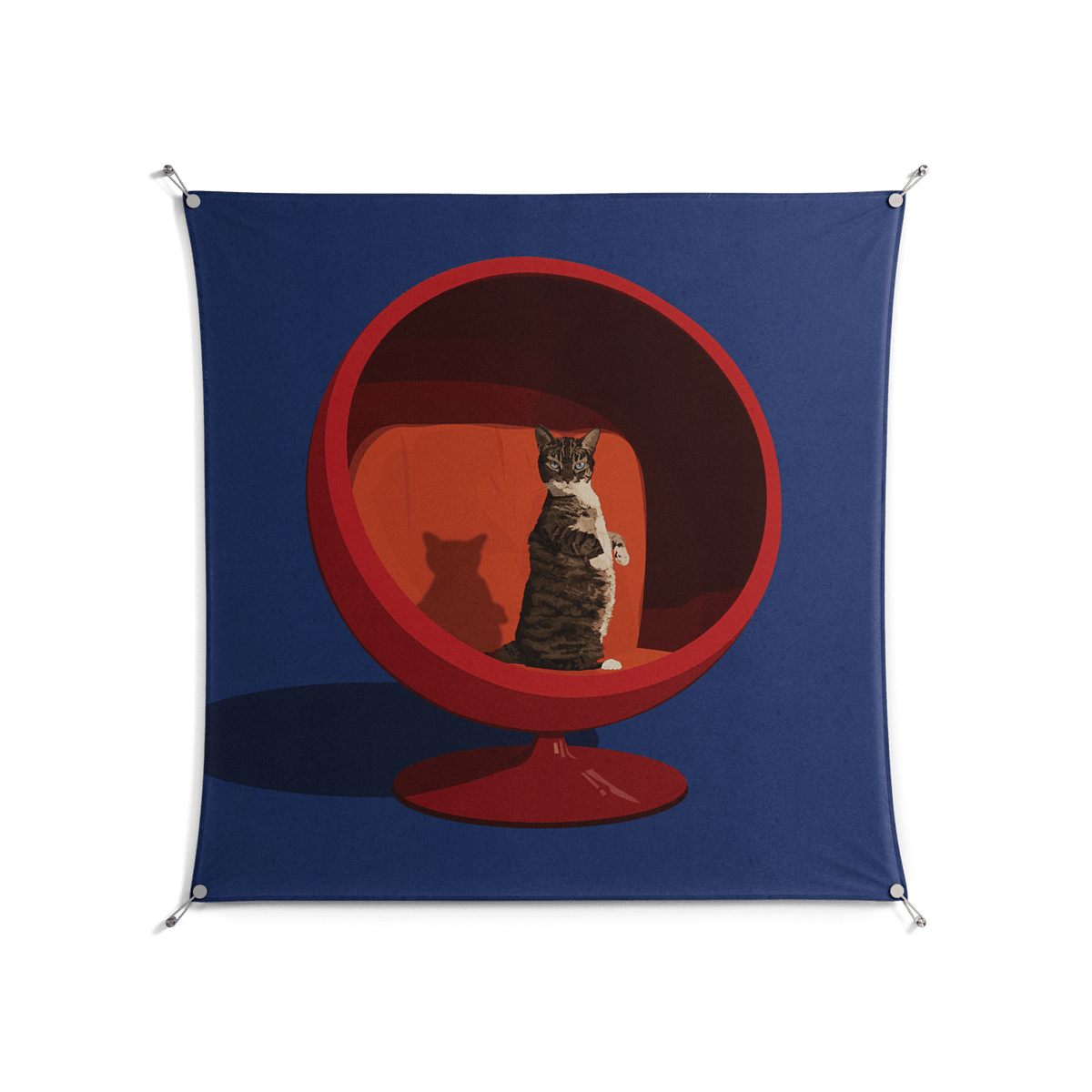Cat in Chair C - Work On Wall - Kristin Eriksson - Silver - 140 x 140 cm
