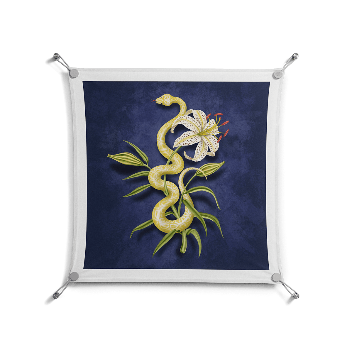 Snake Tigerlily - Work On Wall - Amy Suther - Silver - 70 x 70 cm