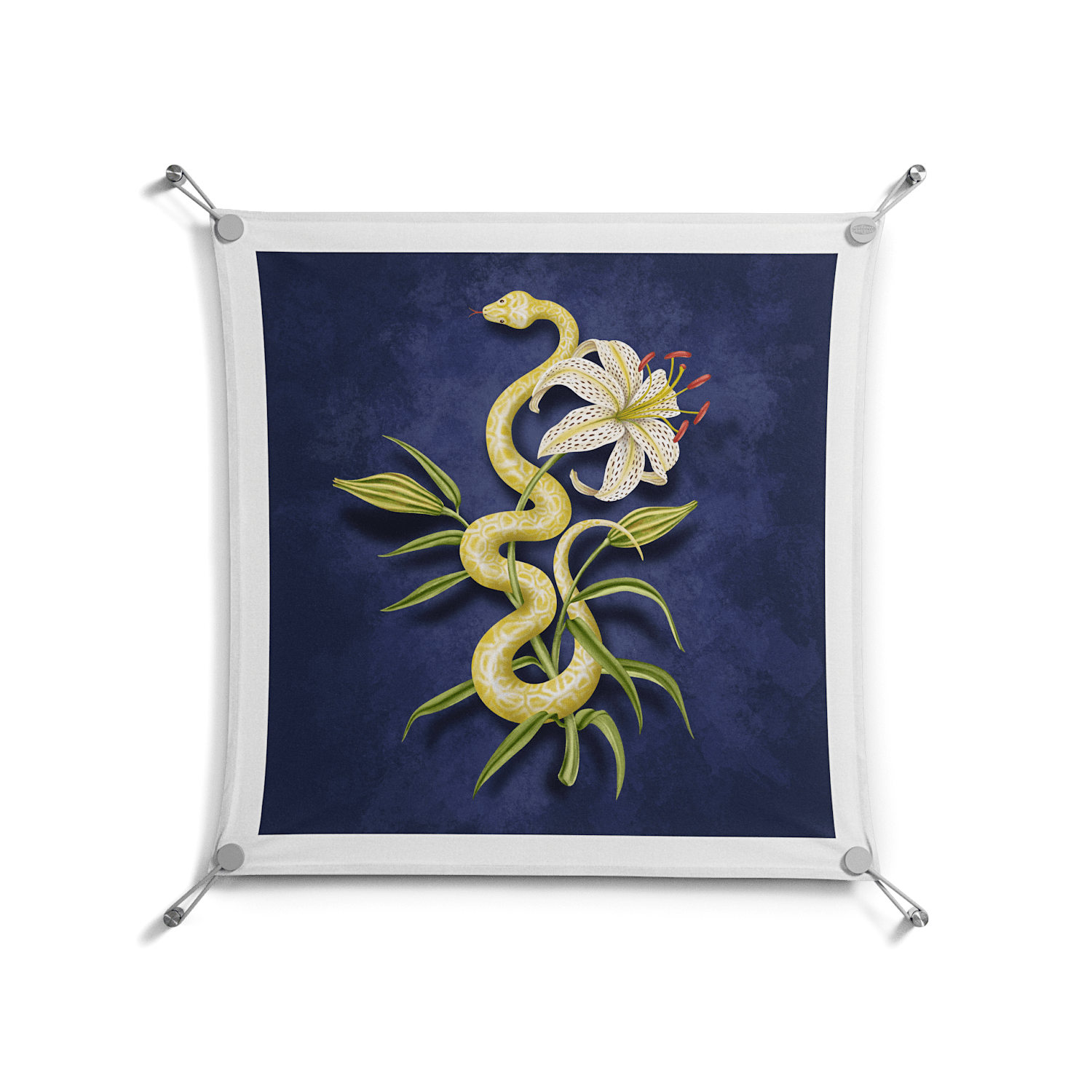 Snake Tigerlily - Work On Wall - Amy Suther - Silver - 70 x 70 cm