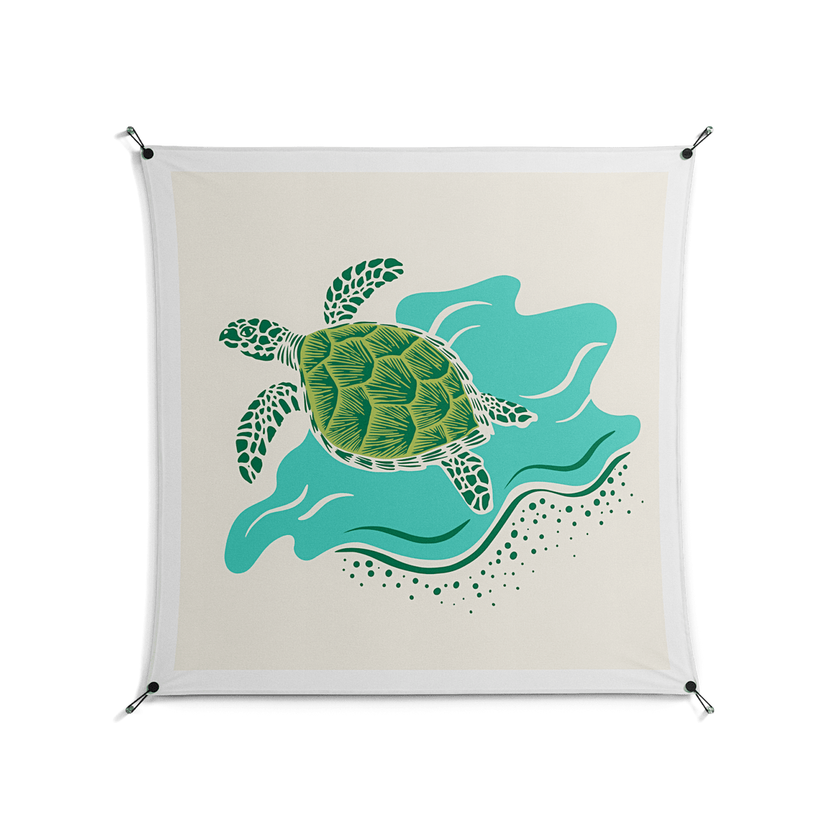 Sea Turtle - Work On Wall - Amy Suther - Black - 140 x 140 cm