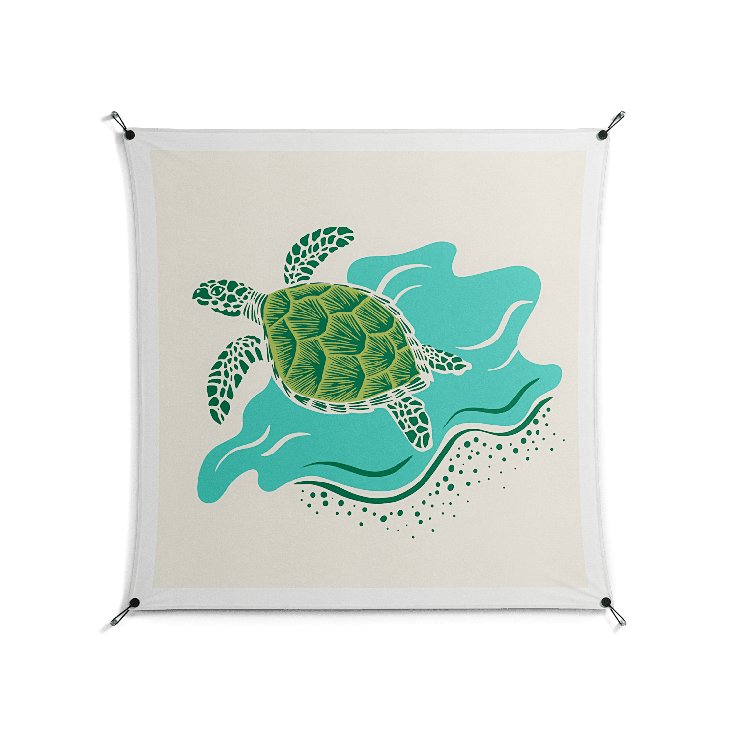 Sea Turtle - Work On Wall - Amy Suther - Black - 140 x 140 cm